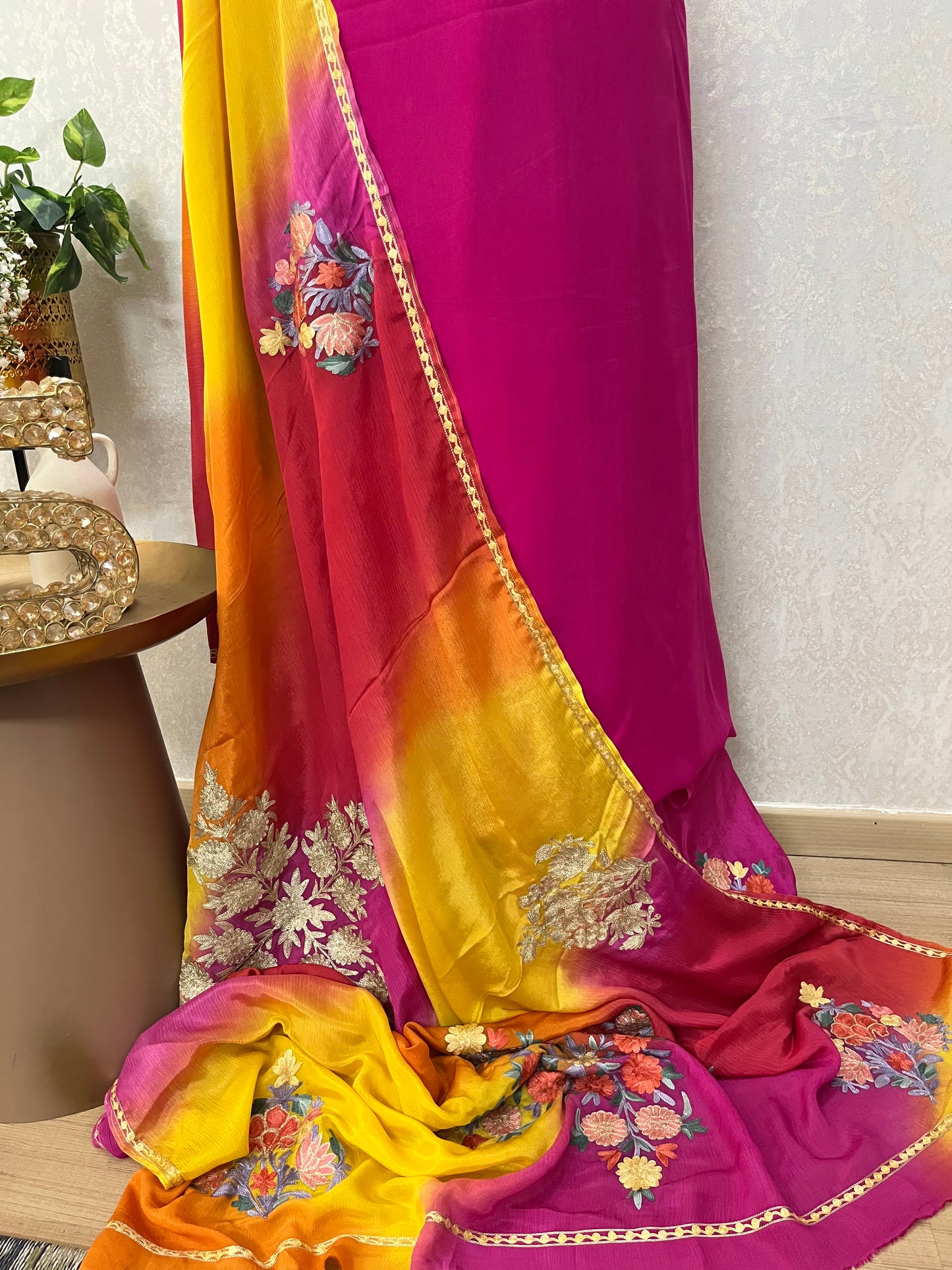 Hot Pink Premium Georgette Kashmiri Suit