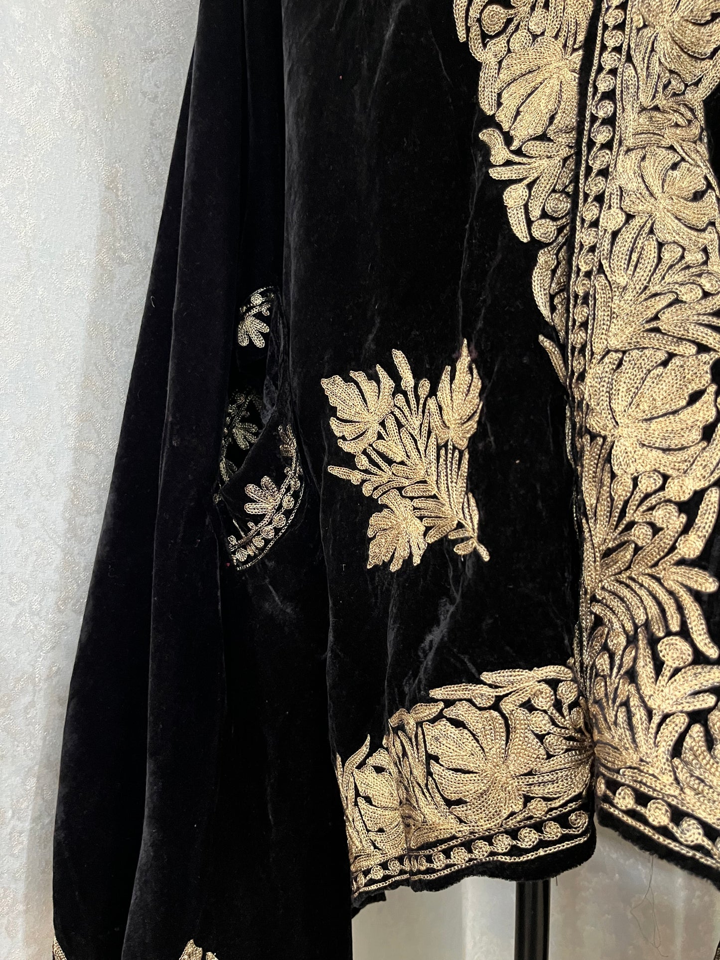 Black Tilla Embroidered Velvet Cape