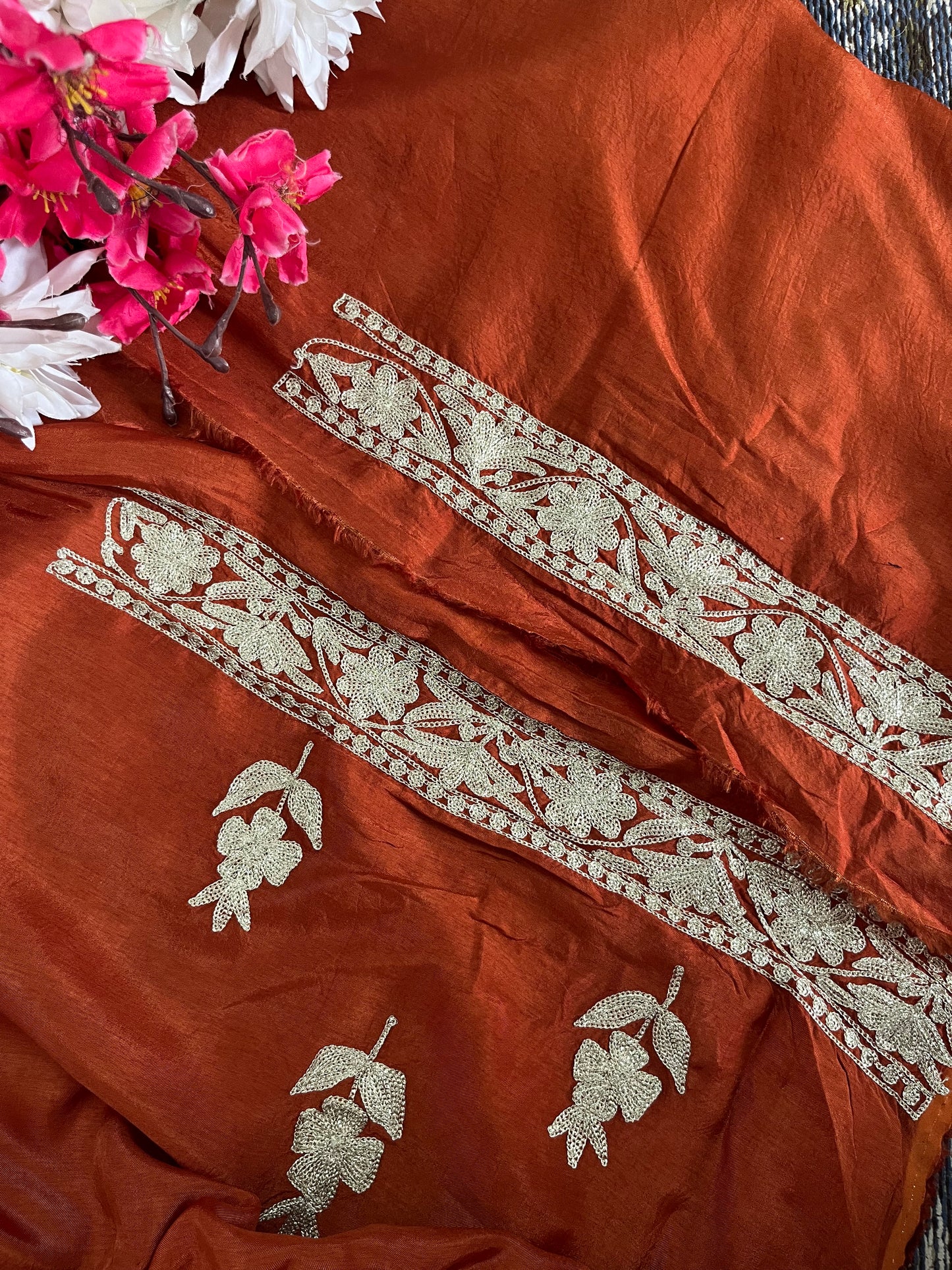 Rust Sanam Silk Kashmiri Suit