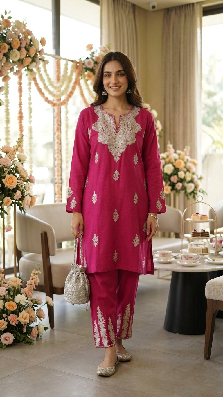 Hot pink Cotton Cord Set (42)