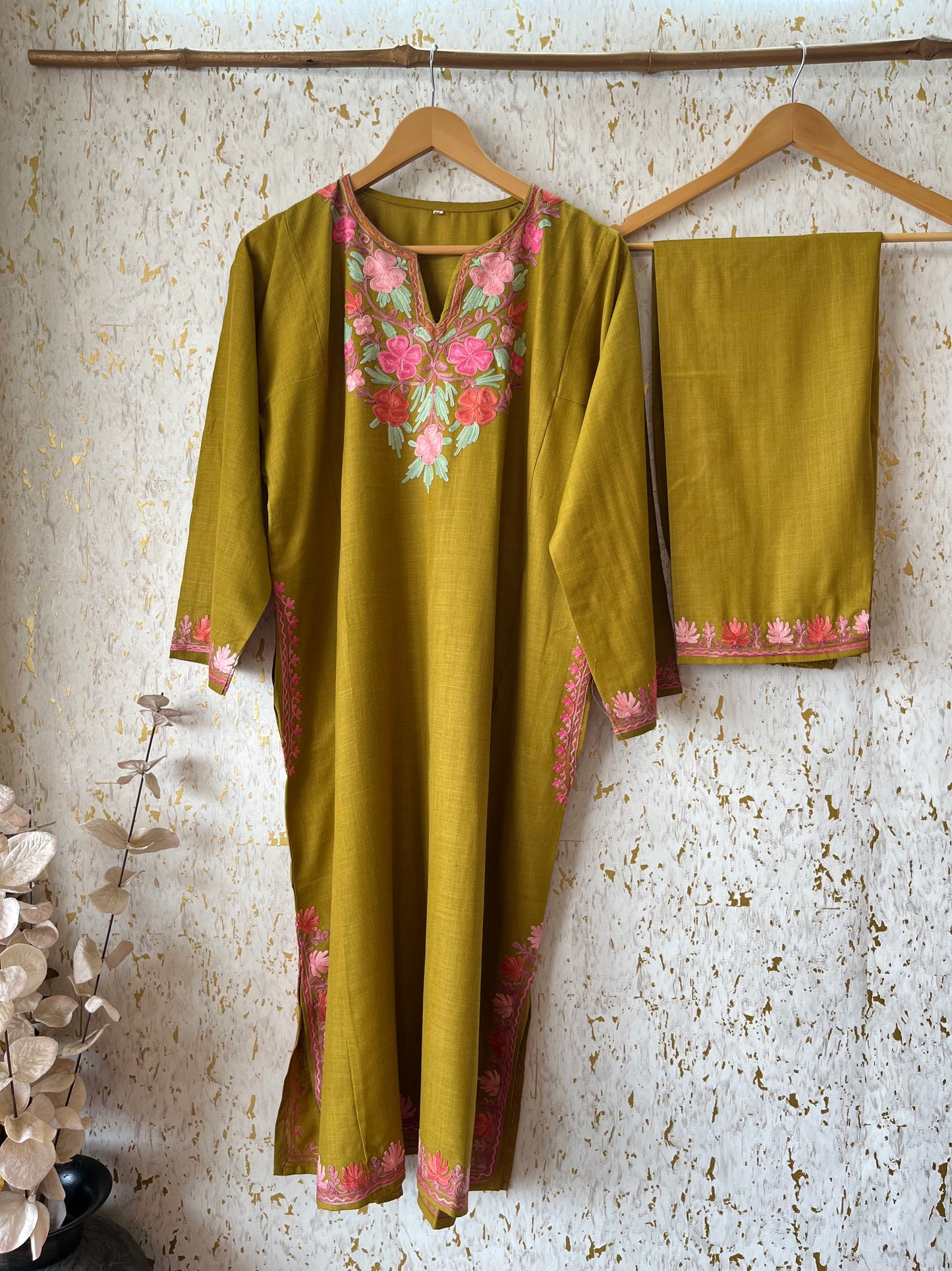 Henna Color Cotton Pheran Set (Free Size)