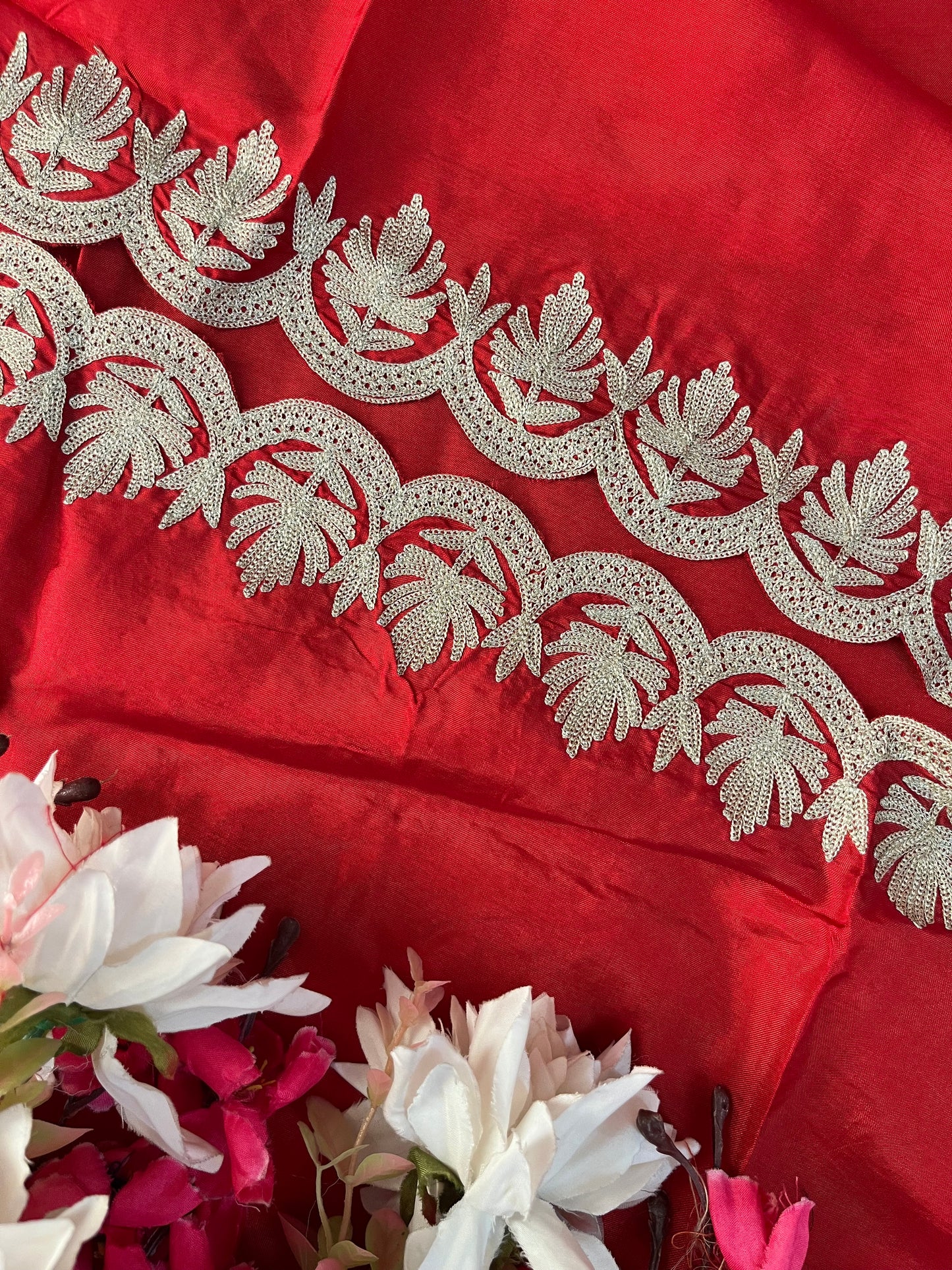 Red Sanam’ Silk Tilla Kashmiri Suit