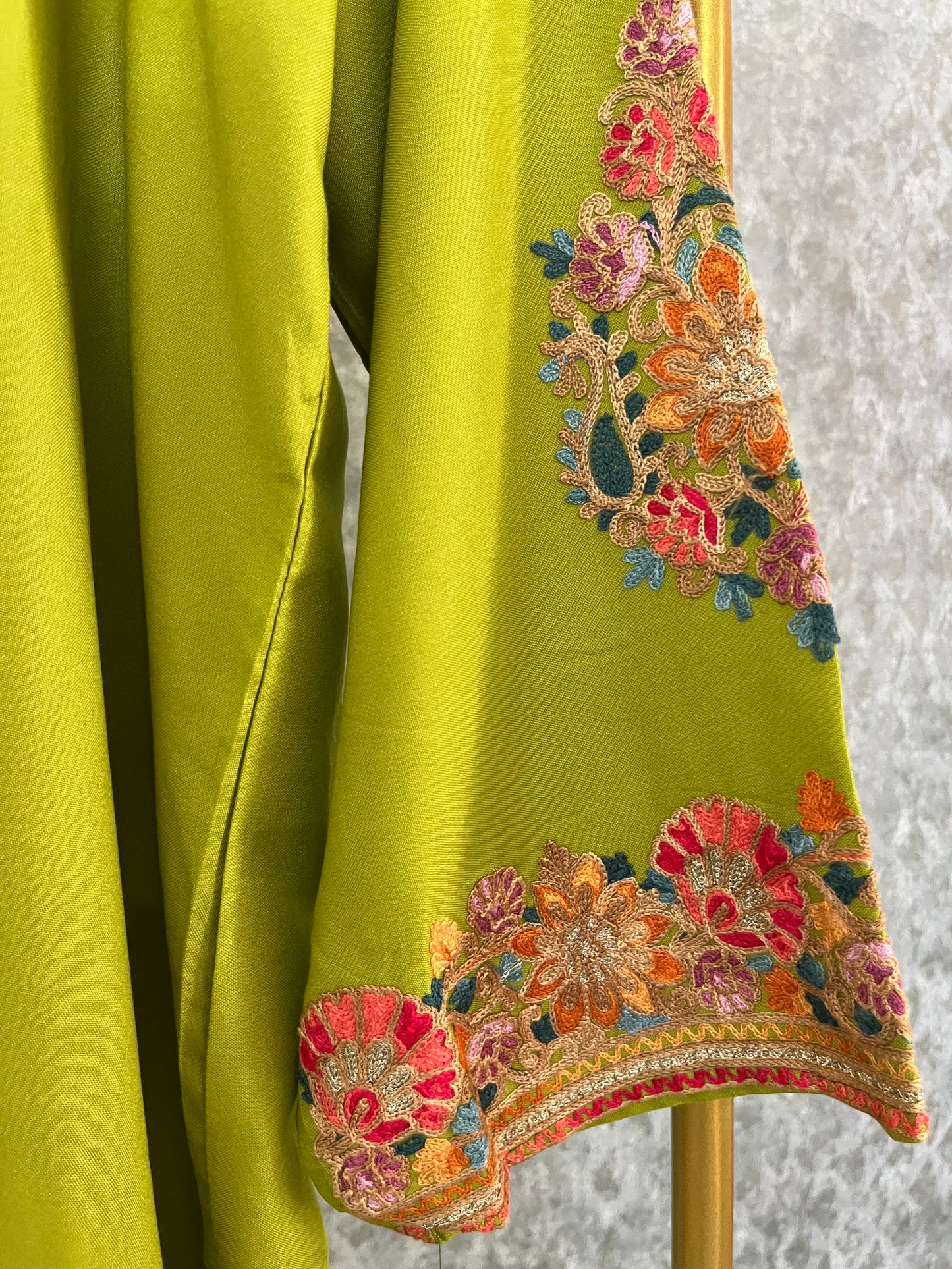 Lime Green Cotton Stitched Co-ord Set( 42)