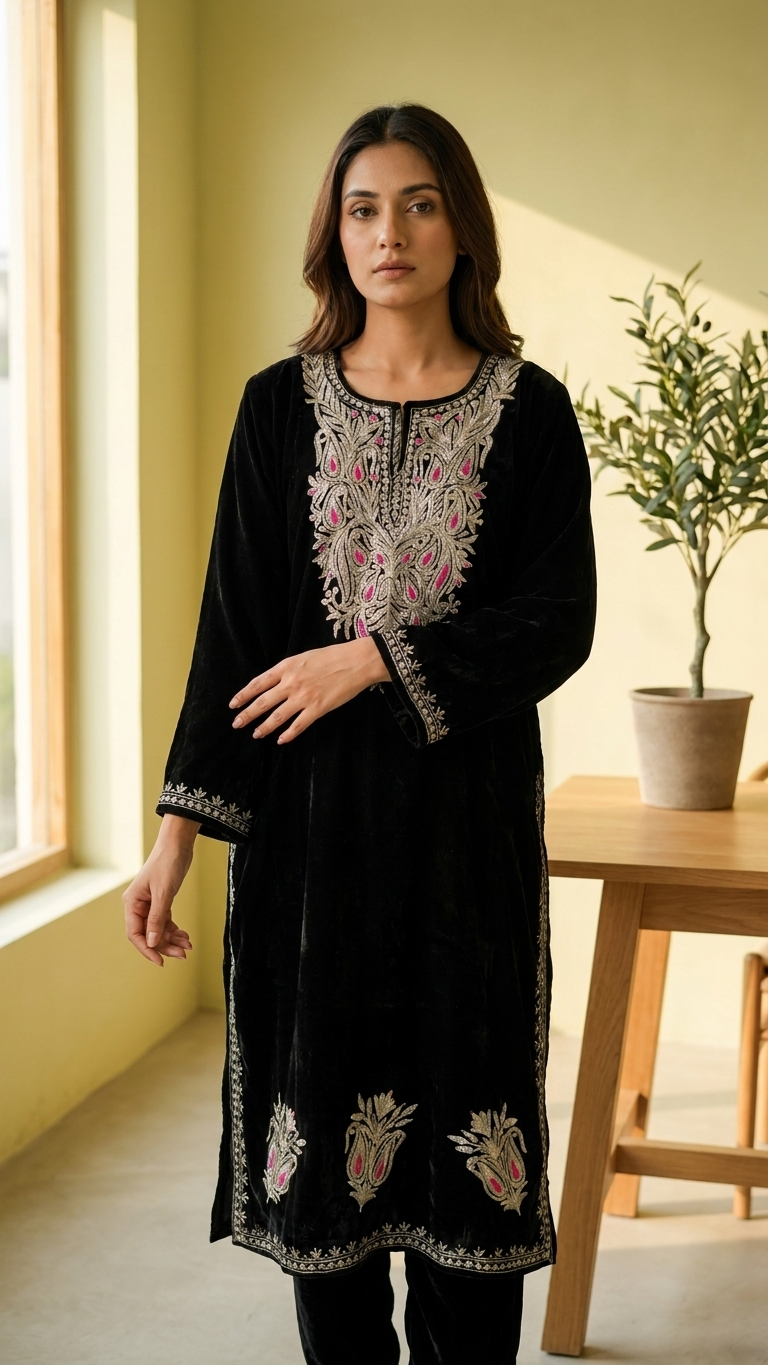 Black Velvet Tilla Pheran (Size 50)