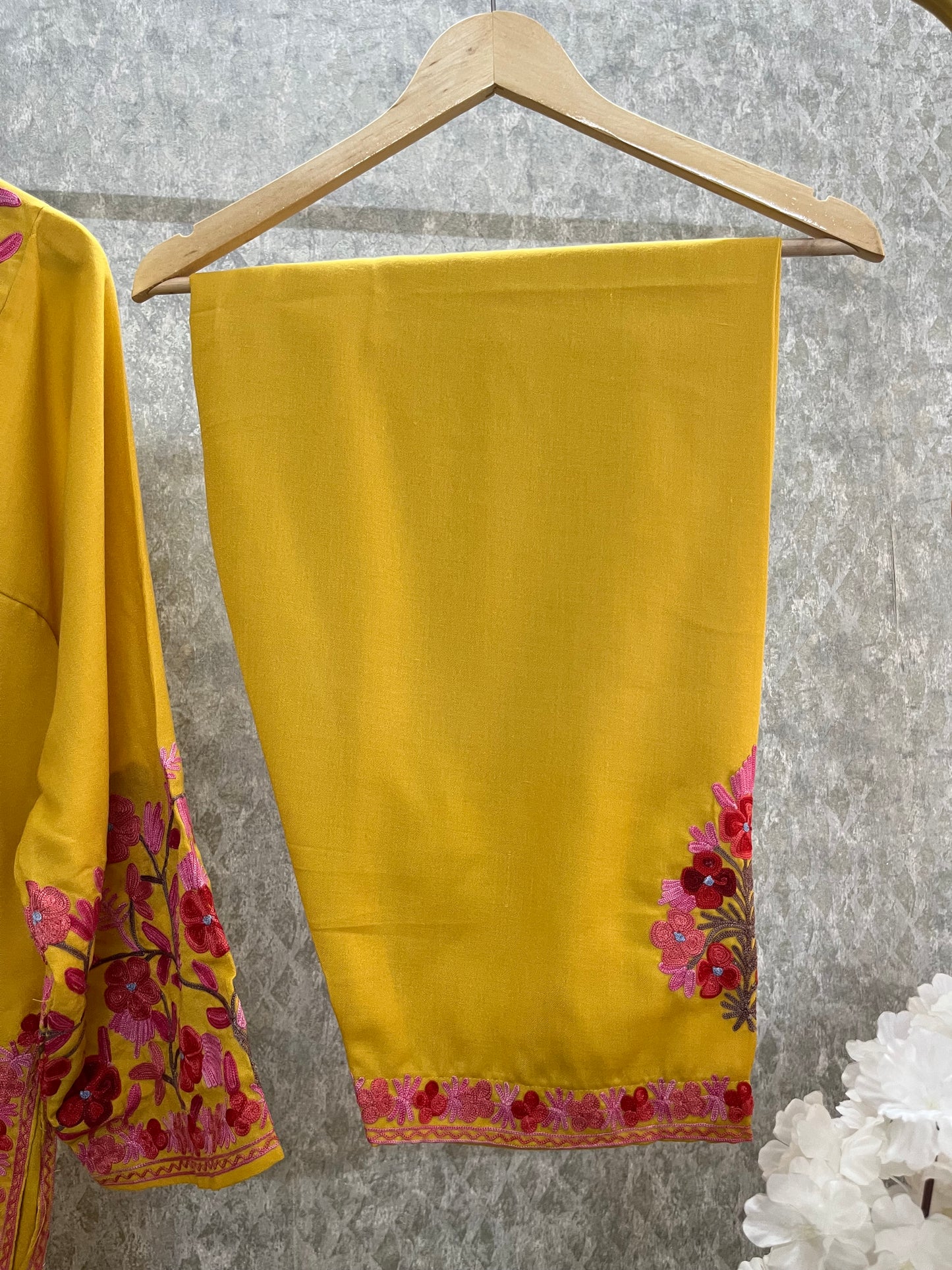 Yellow Cotton Front Jaal Pheran Set Size (46)
