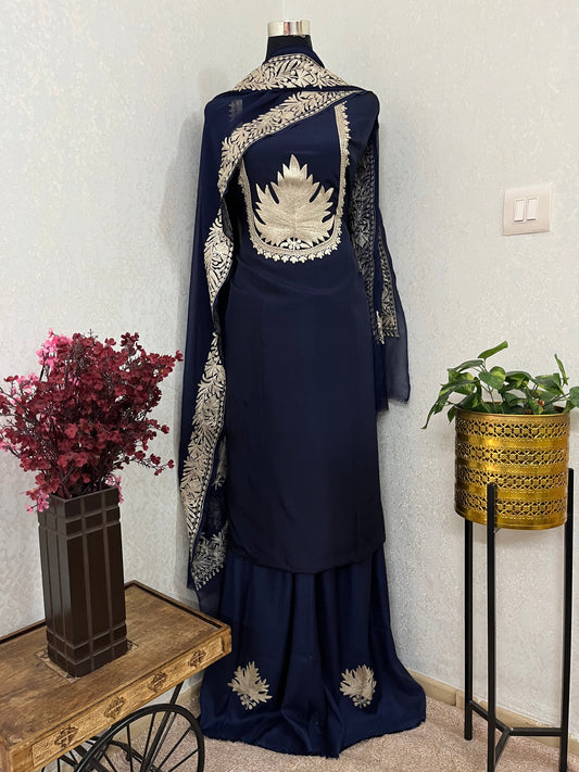 Navy Blue Sanam’ Tilla Kashmiri Silk Suit
