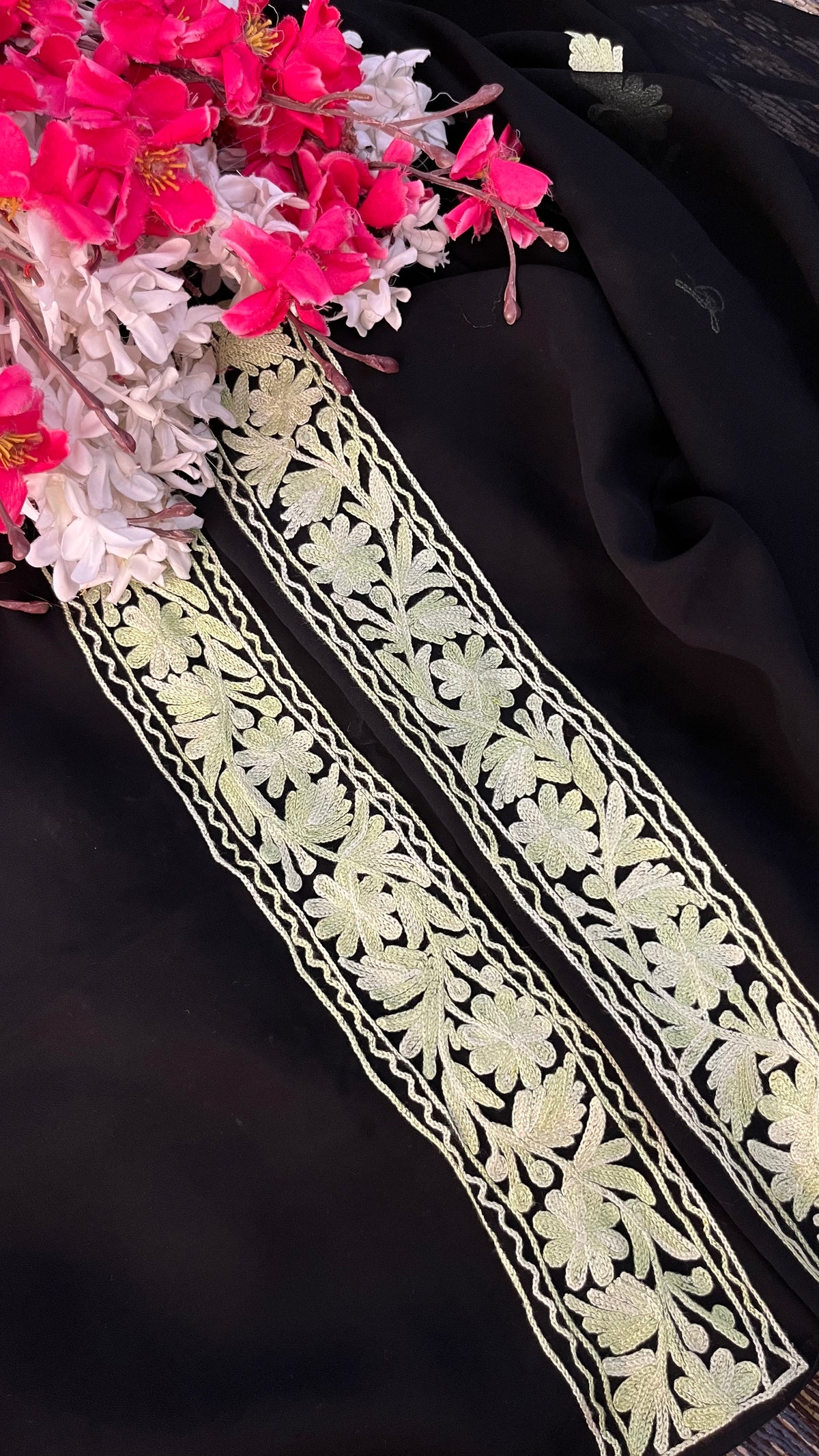 Georgette Black 3 Pc Kashmiri Suit