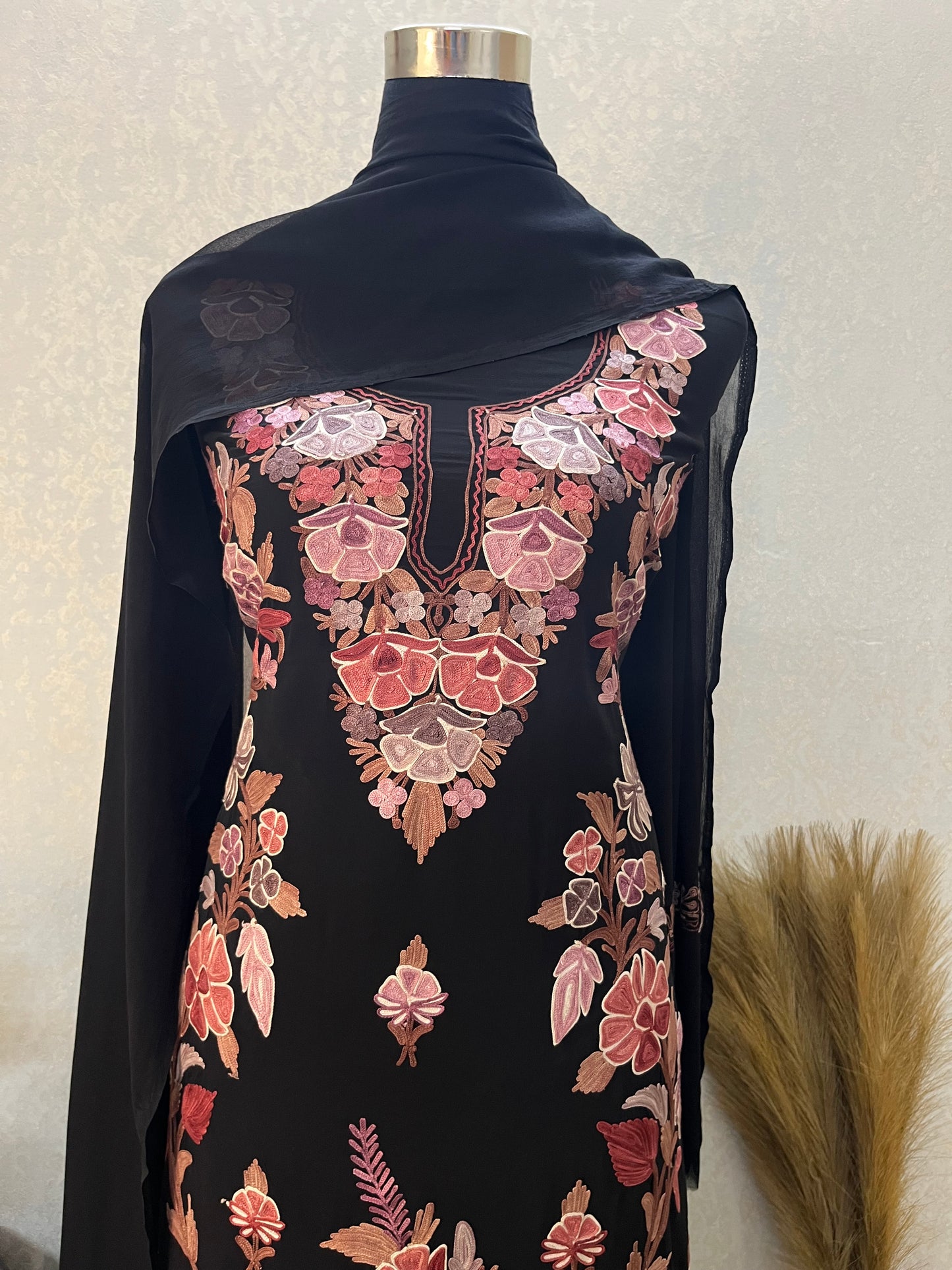 Black Georgette 3Pc Kashmiri Suit