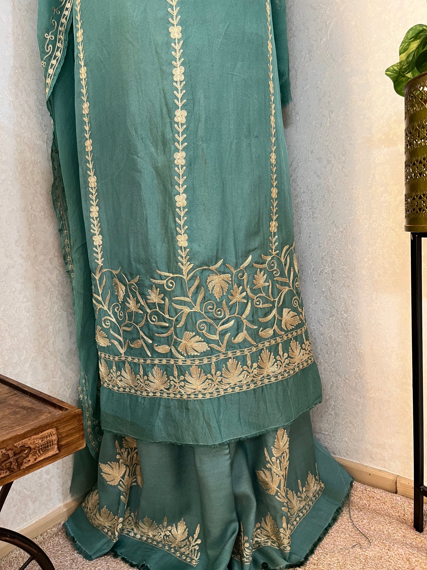 Soft Blue Tilla Kashmiri Silk Suit