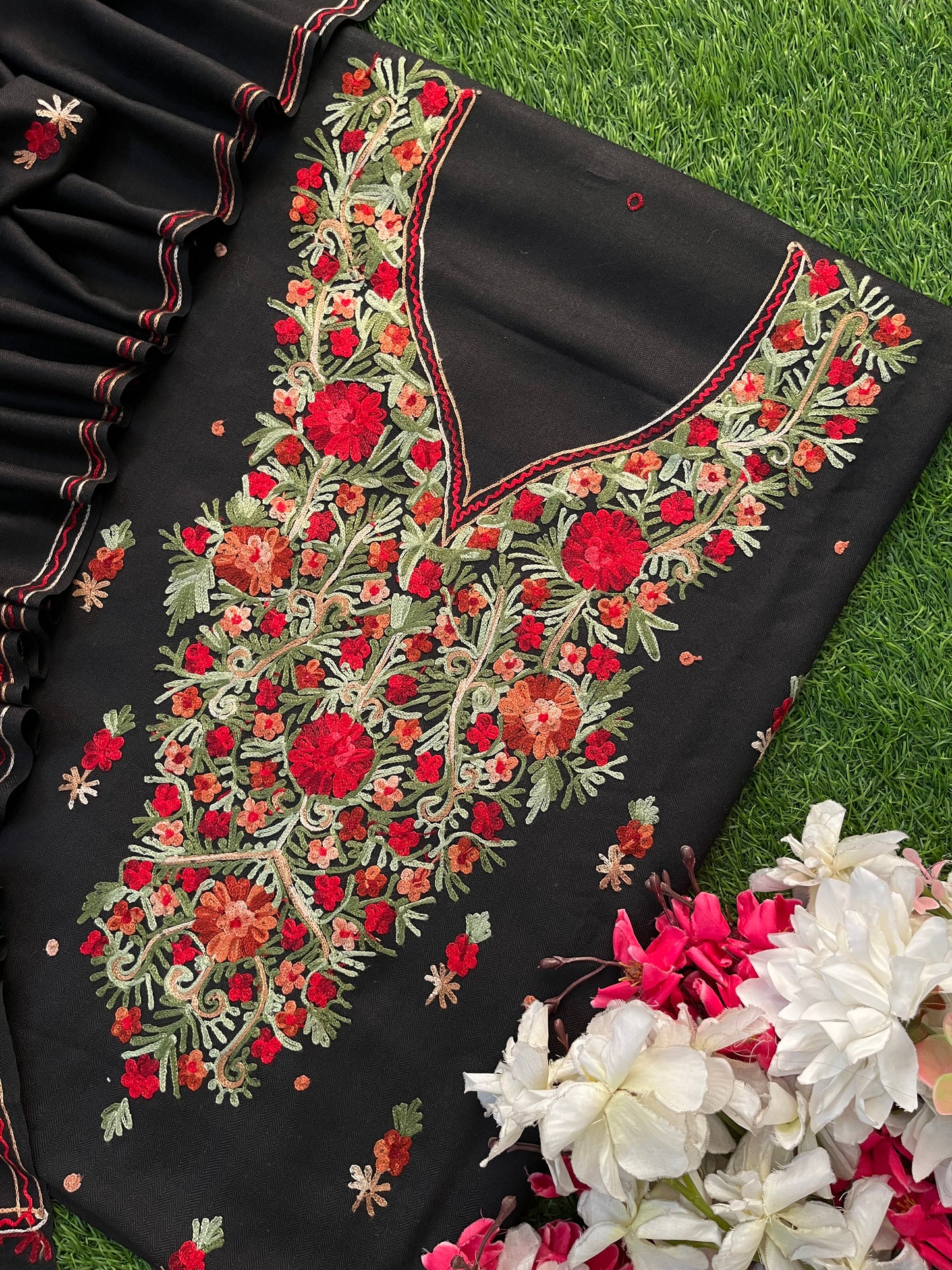 Black Woollen Aari Embroidered 3pc suit