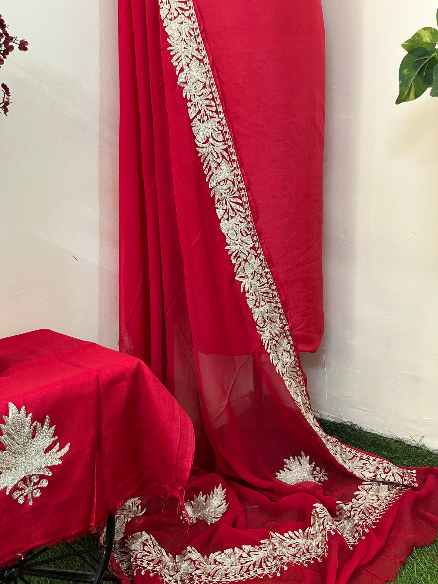 Sanam’  Maroon Tilla Embroidered Suit material
