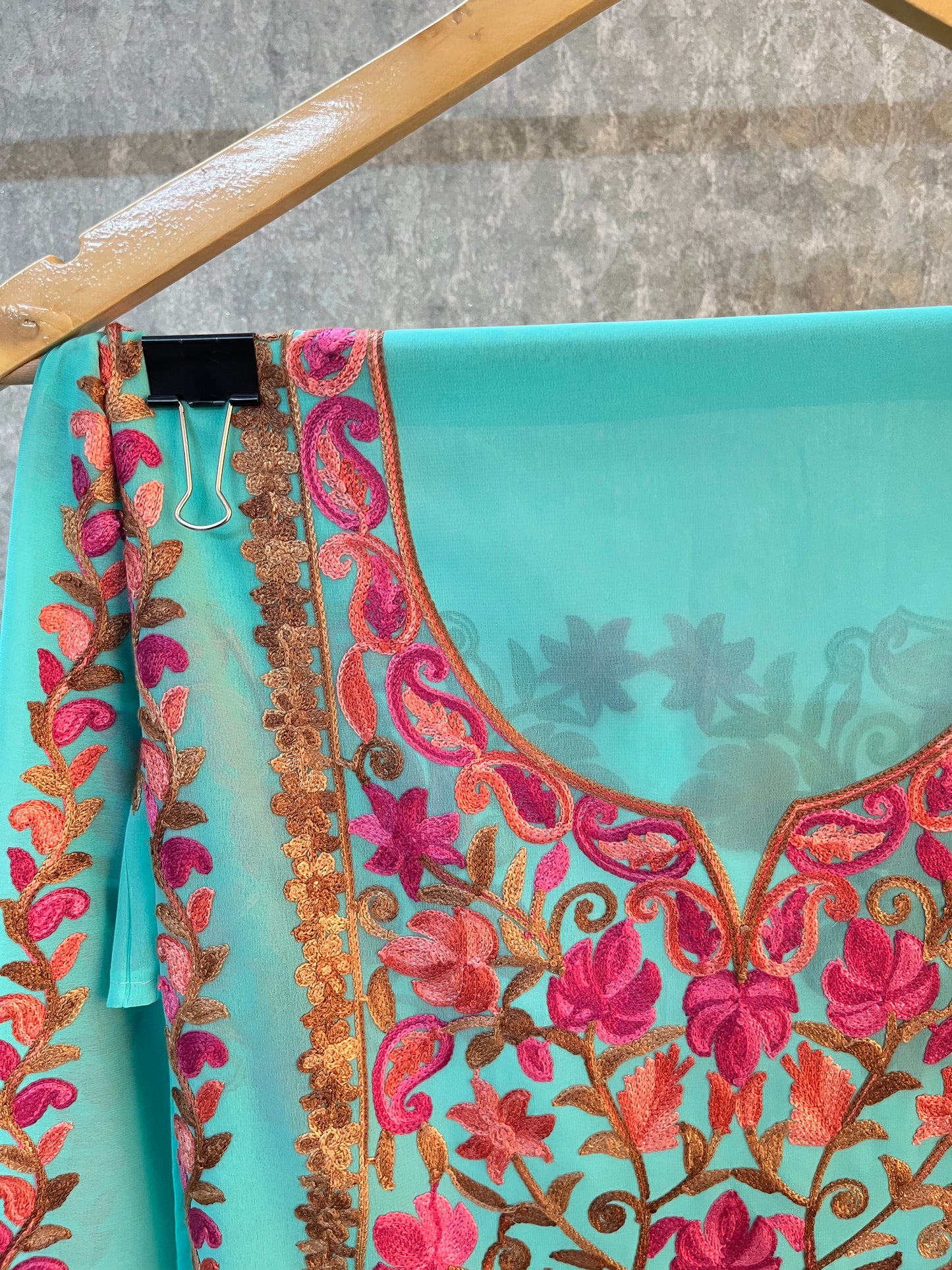 Blue Georgette All over Work Kurta Material