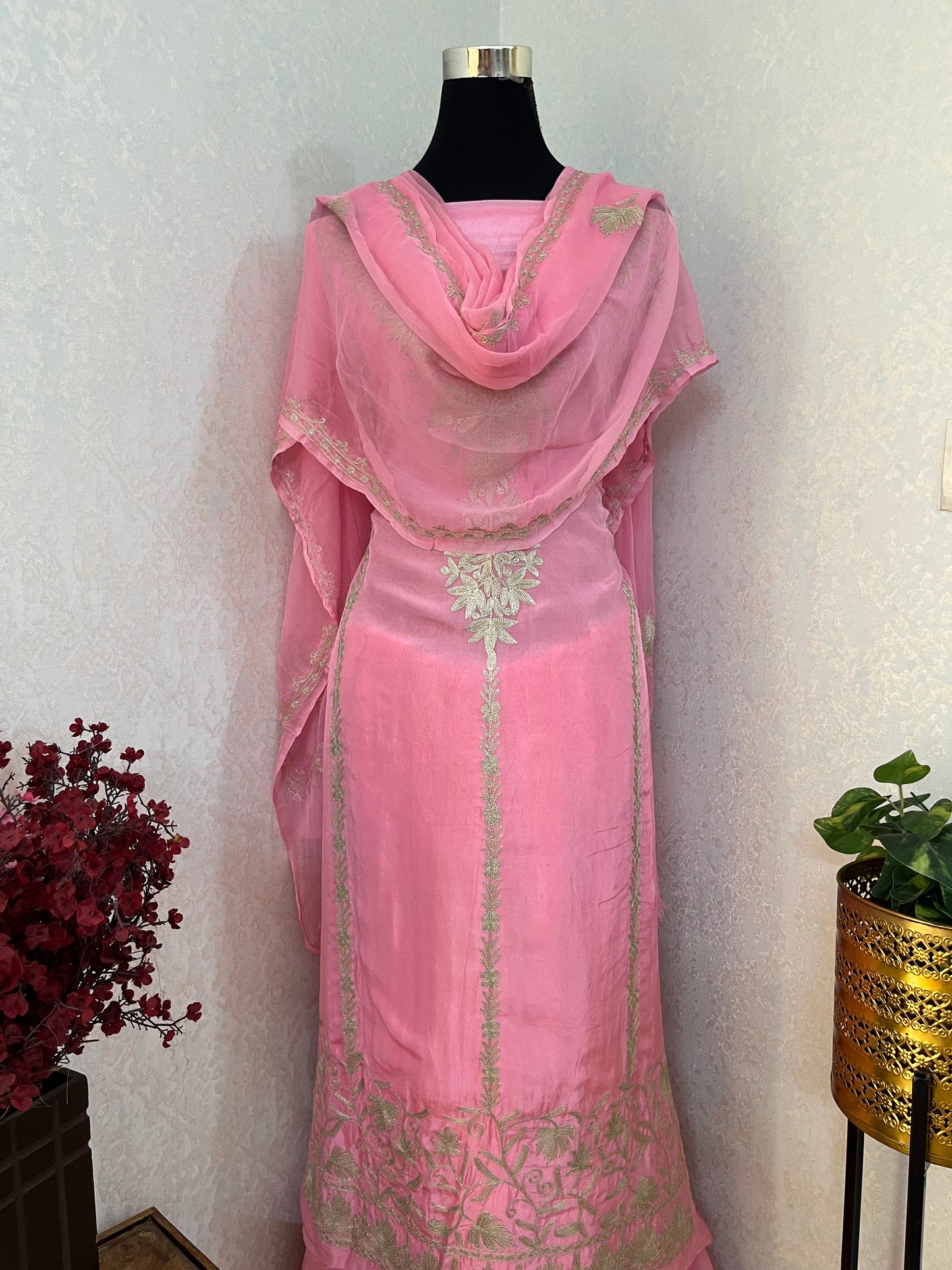 Soft Pink Tilla Kashmiri Silk Suit
