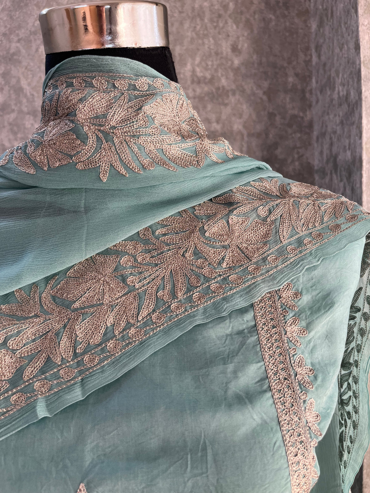 Sky Blue Sanam’ Tilla Kashmiri Silk Suit