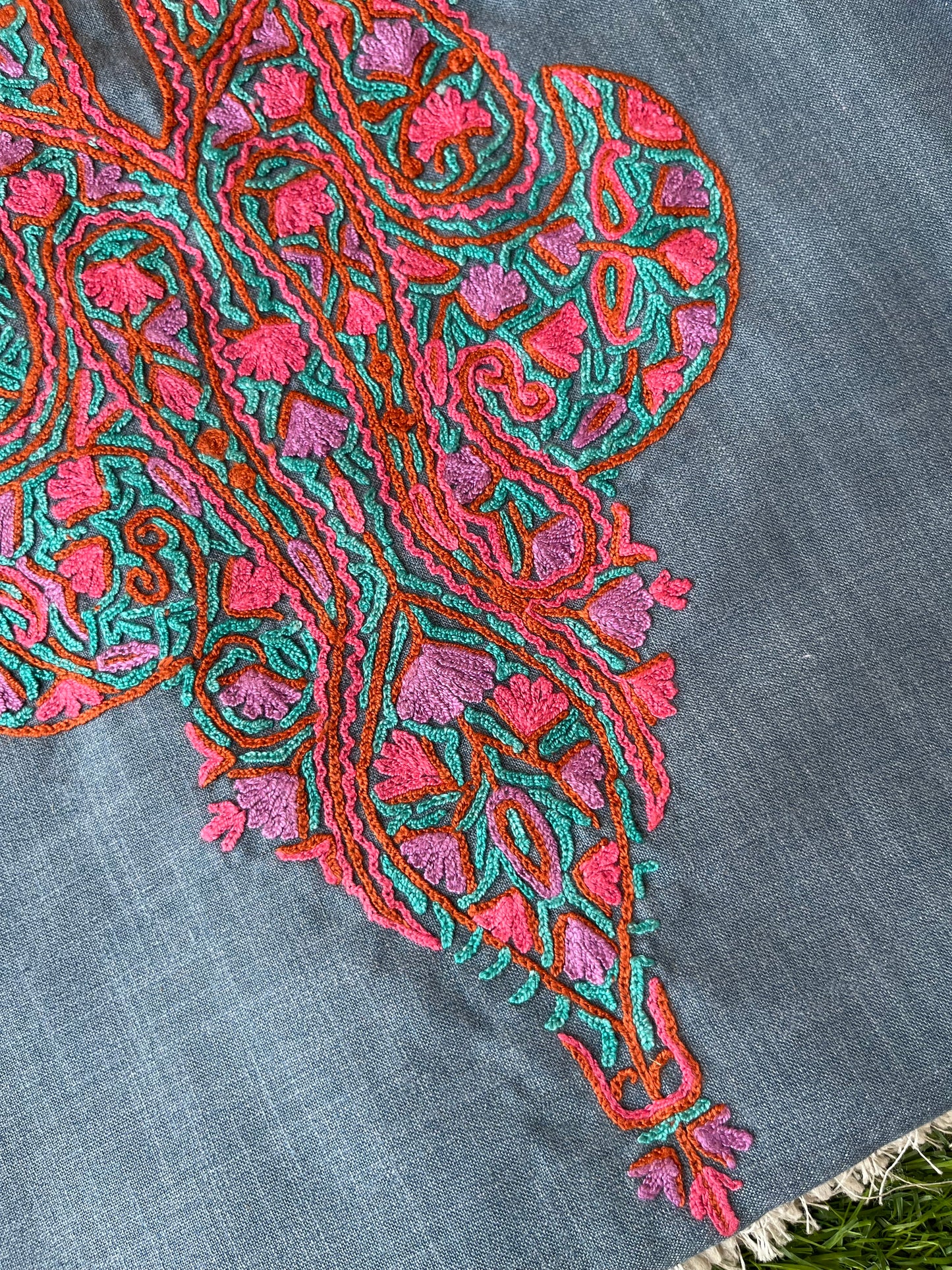 Grey Cotton Two Piece Suit (Hand Embroidered
