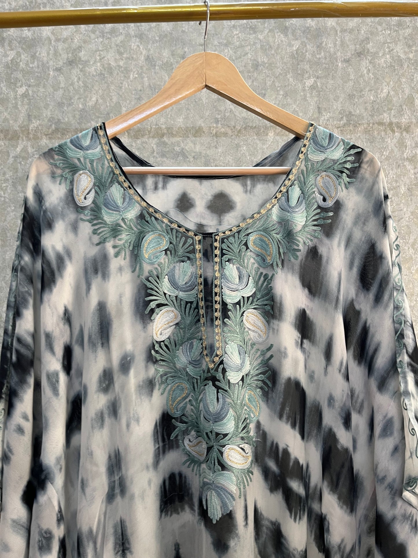 Grey Pure Georgette Shibori Kaftan (46)