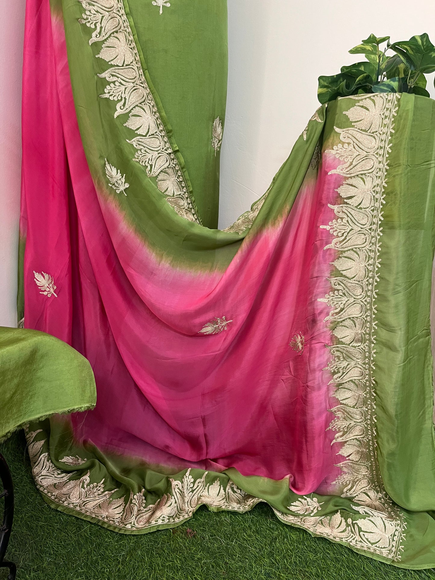 Sanam Henna Green Silk Kashmiri Suit