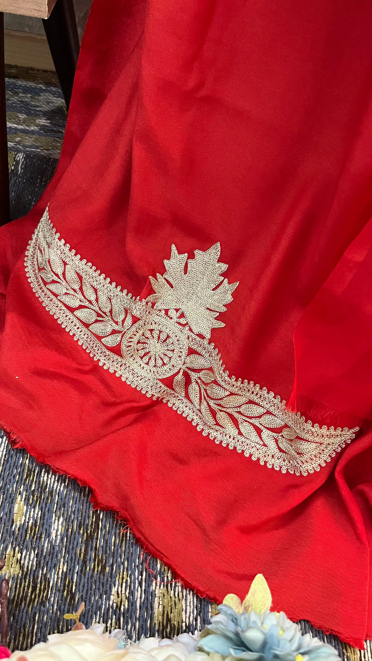 Red Silk Tilla Embroidered Suit