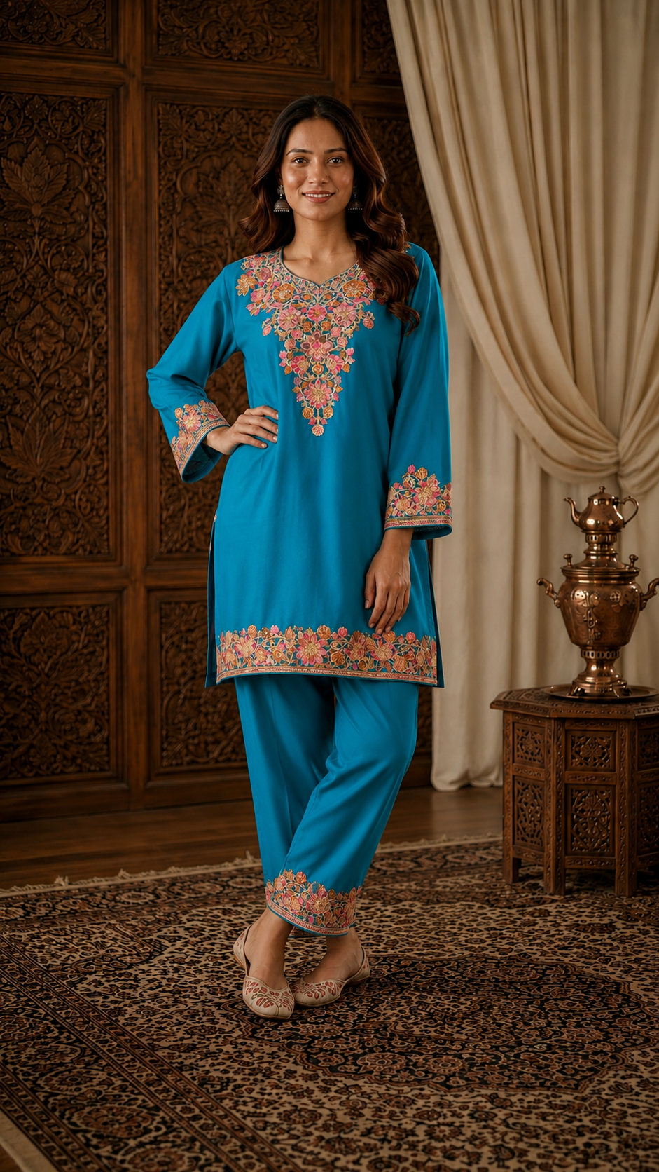 Firozi Cotton Stitched Co-ord Set( 42)