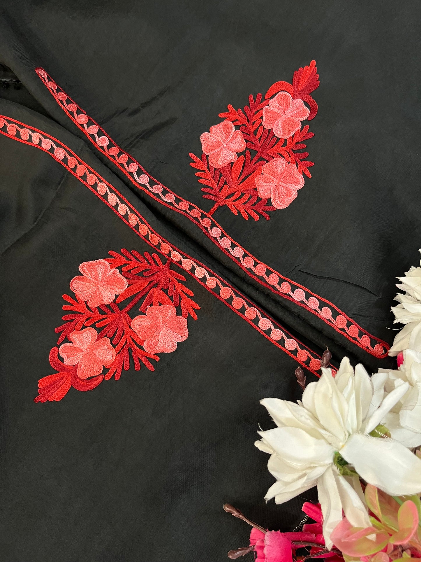 Black Opada Silk Kashmiri Suit