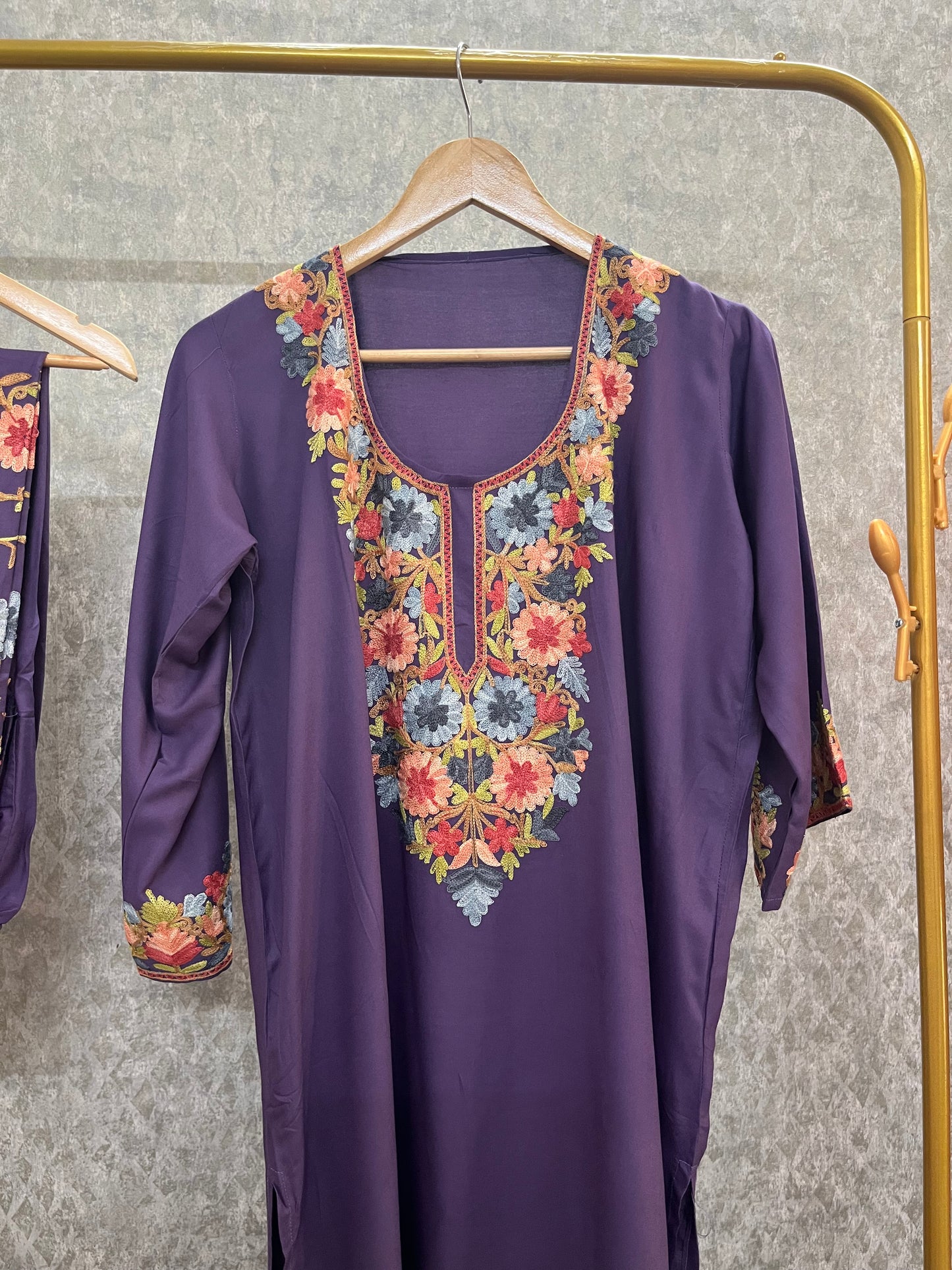 Purple Cotton Stitched Co-ord Set(42)
