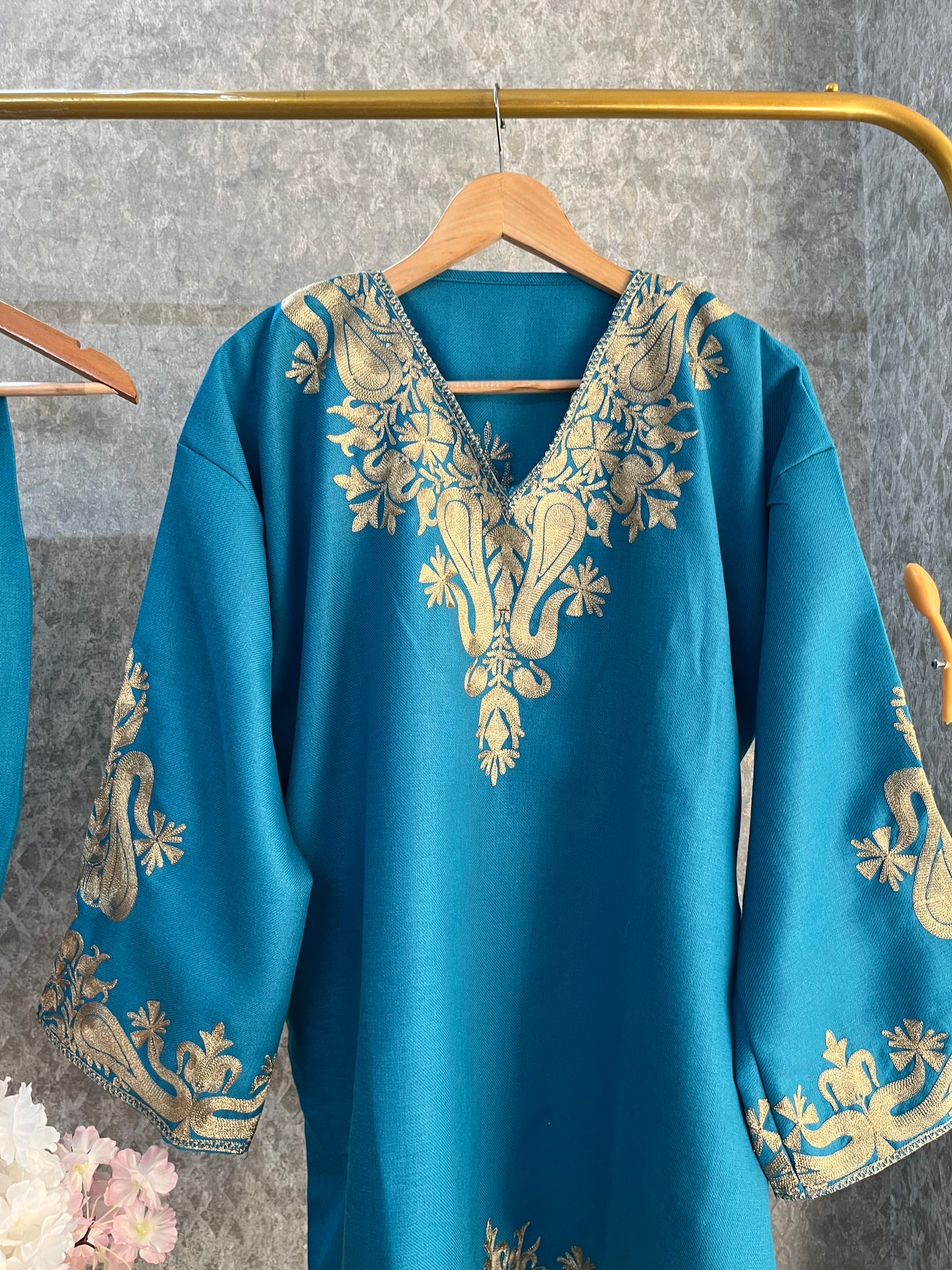 Firozi Woollen Kashmiri Co-Ord Set ( Size 48)