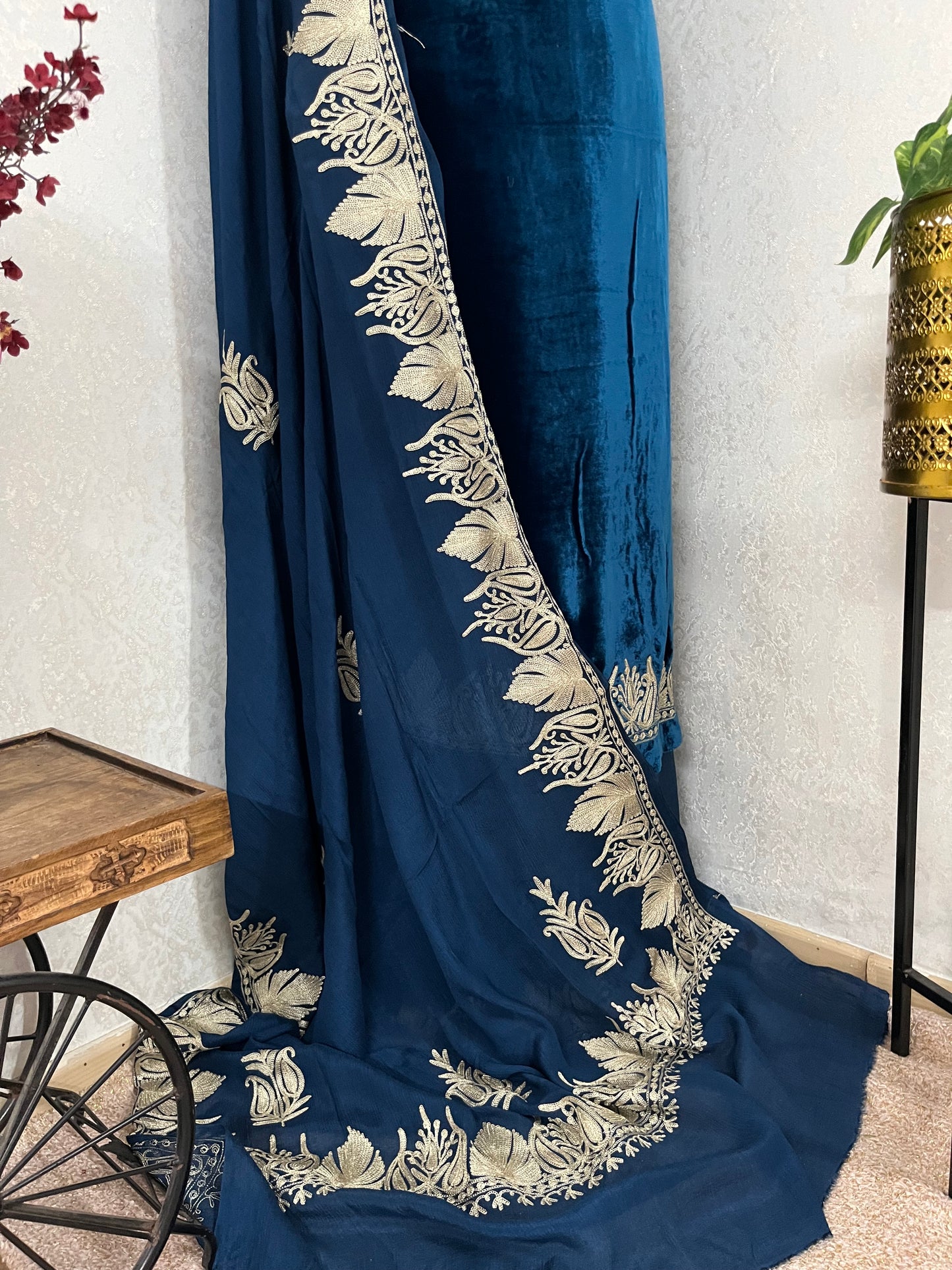 Electric Blue Tilla Makhmal 3pc Suit