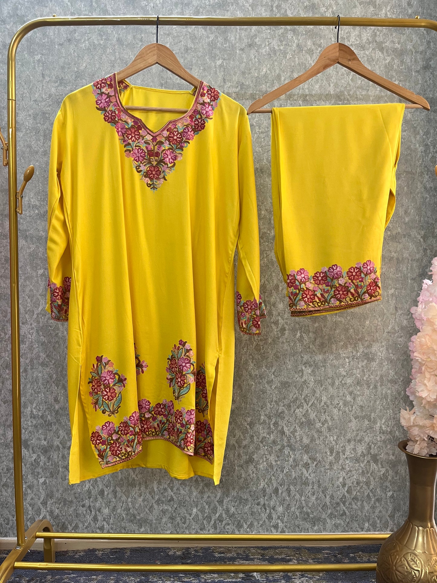 Yellow Cotton Stitched Co-ord Set with dupatta (42)