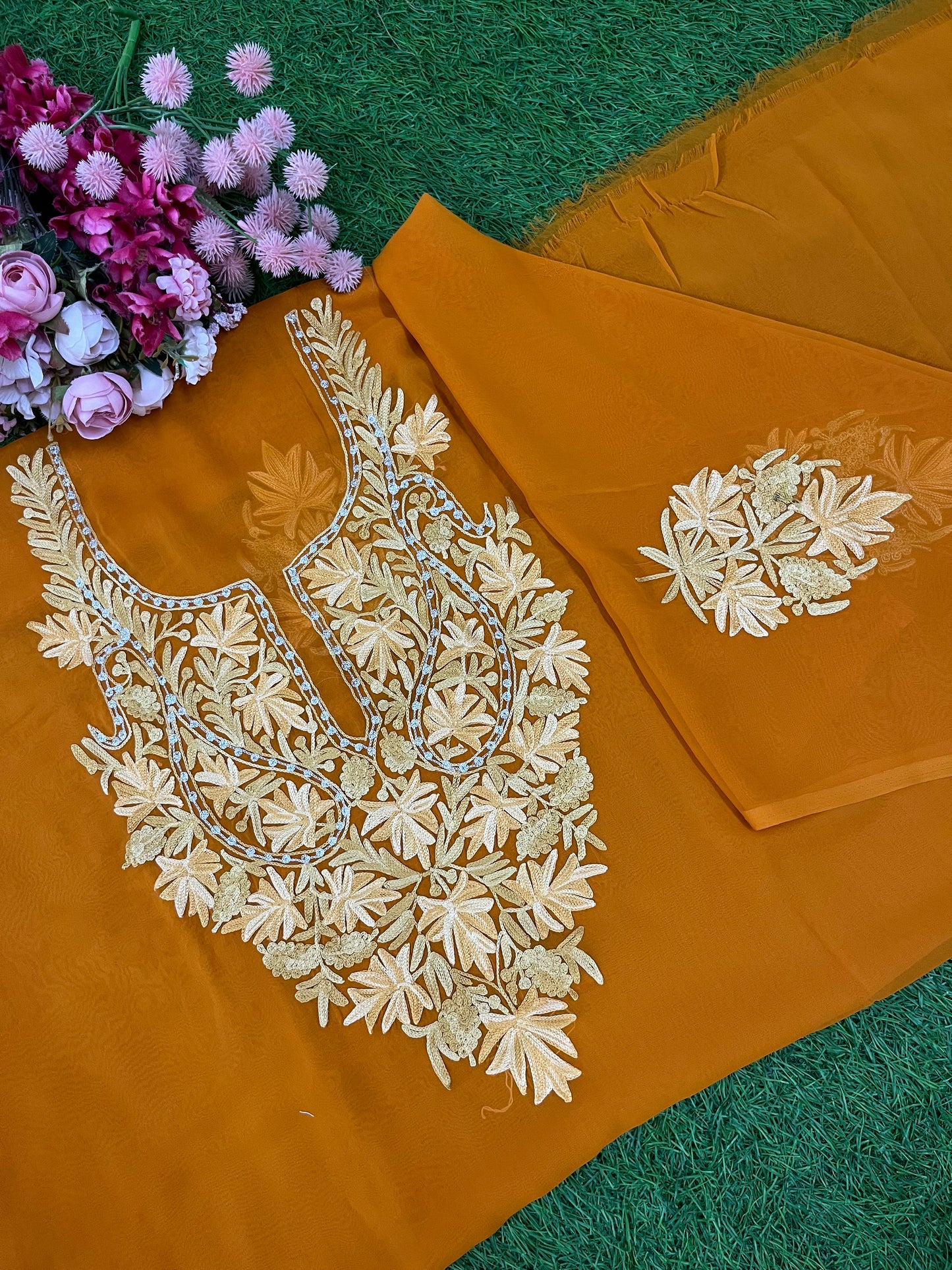 Georgette Unstitched Kashmiri Kurta