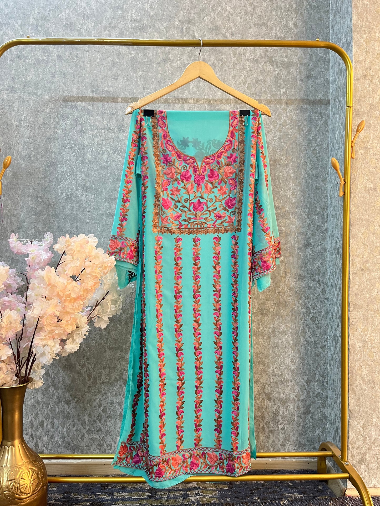 Blue Georgette All over Work Kurta Material