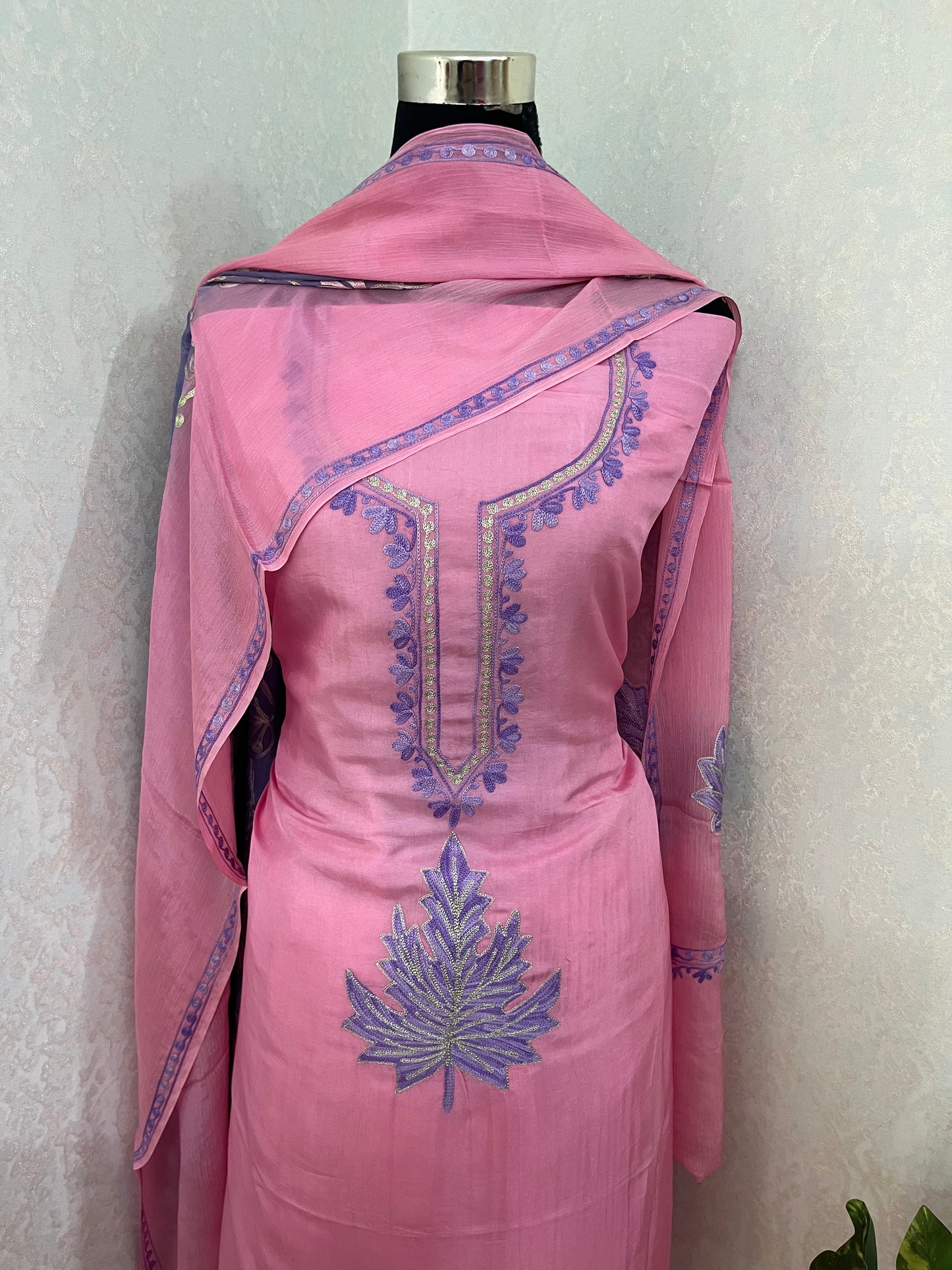 Pink Opada Silk Kashmiri Suits