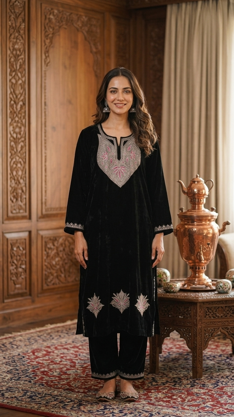 Black Velvet Tilla Pheran (Size 50)