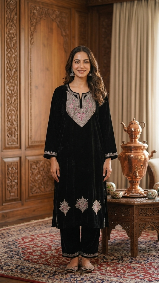 Black Velvet Tilla Pheran (Size 50)