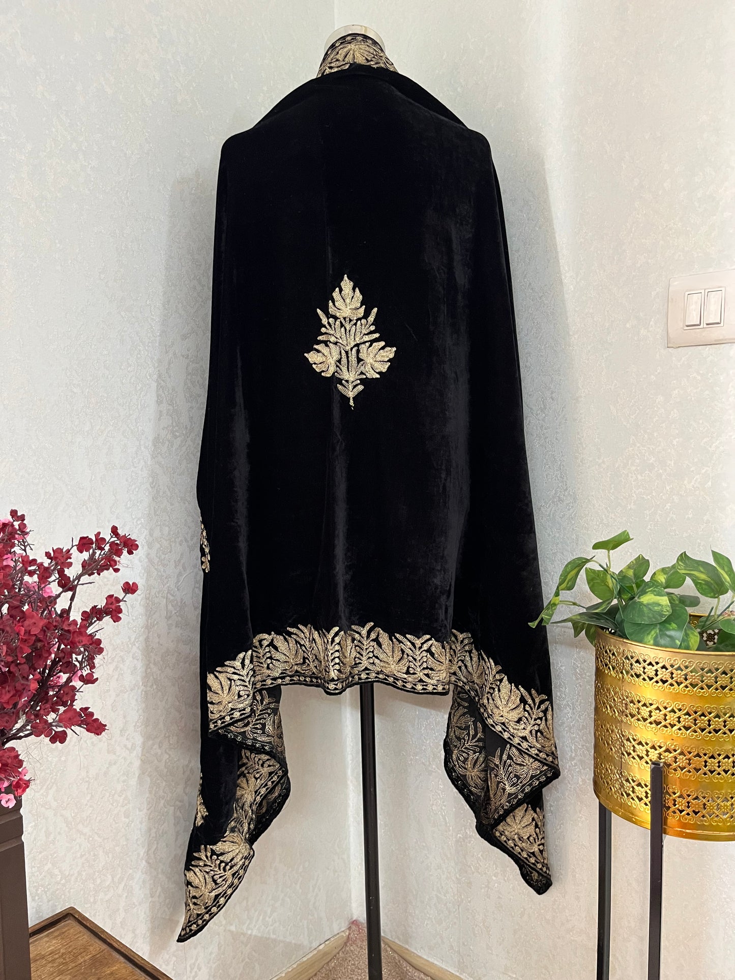 Black Tilla Embroidered Velvet Cape