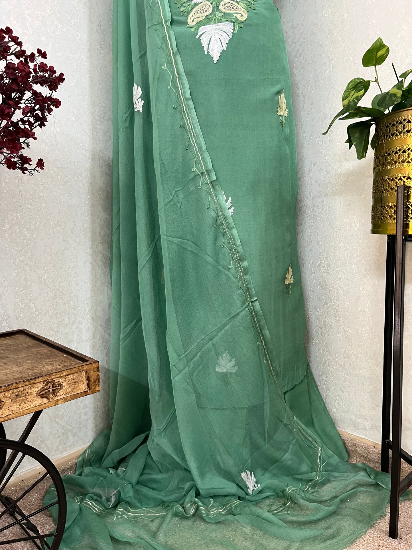 Pastel Green Opada Silk Kashmiri Suits