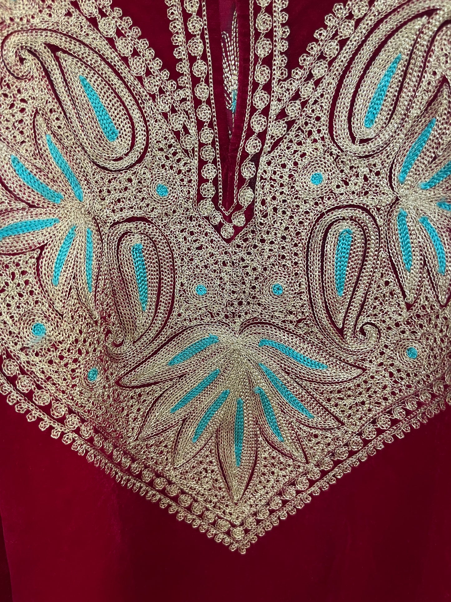 Magenta Velvet Tilla Pheran (Size 50)
