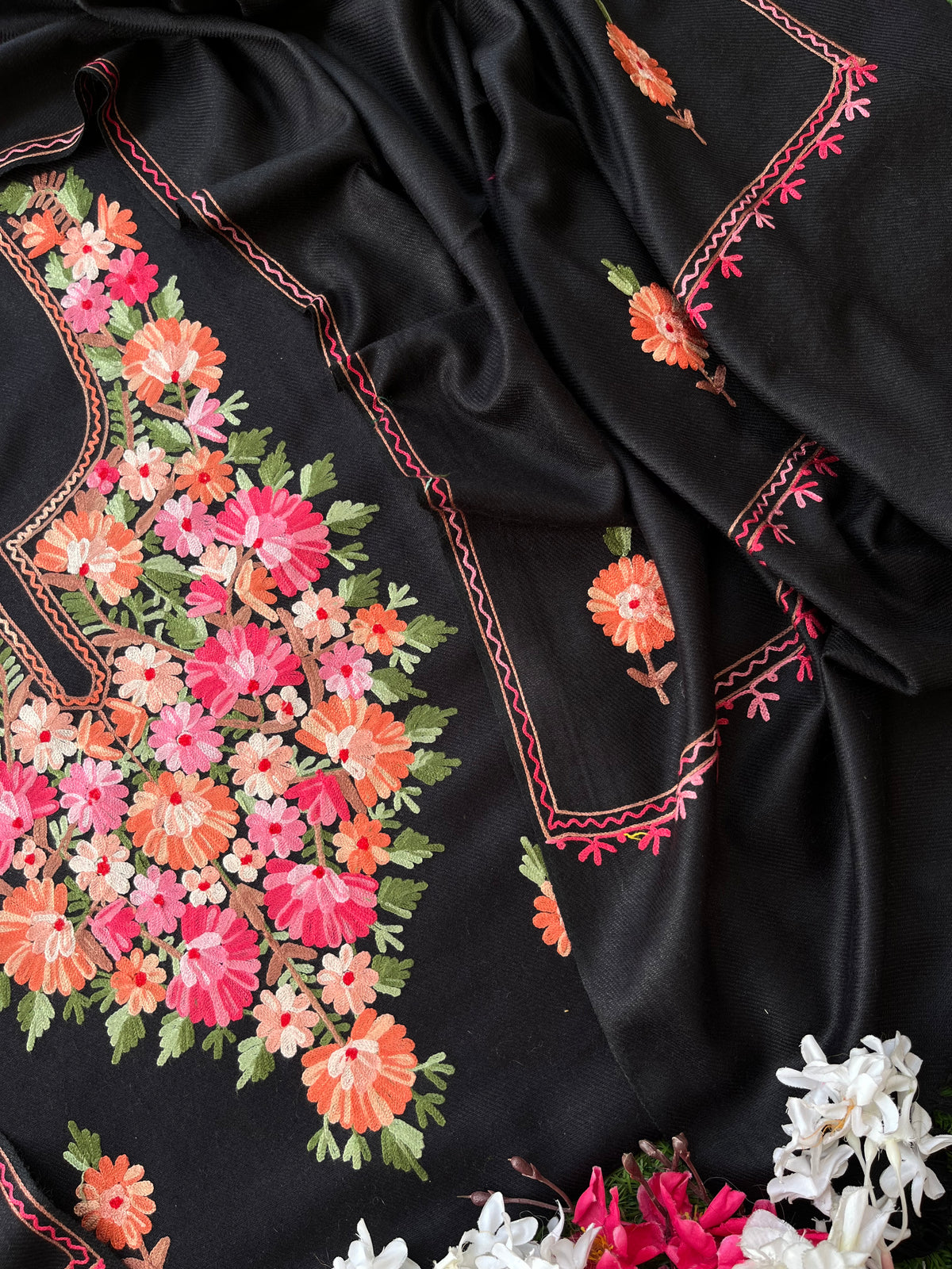 Black Woollen Aari Embroidered 3pc suit