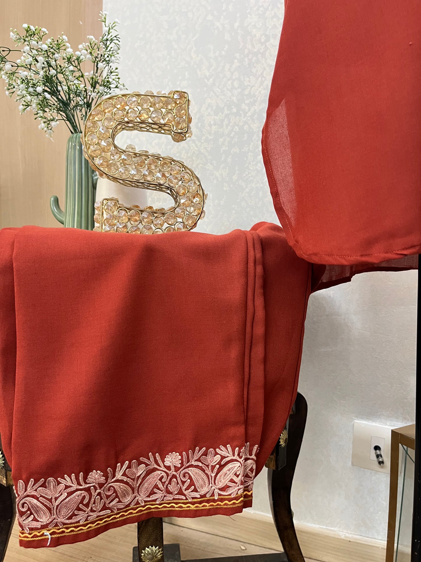 Rust Cotton Embroidered Co-ord Set(40)