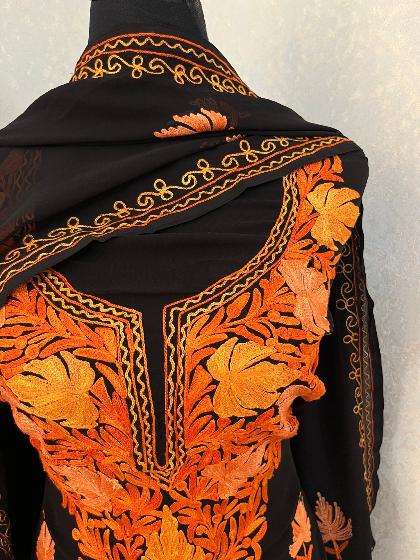 Georgette Black 3 Pc Aari Embroidered Suit Set