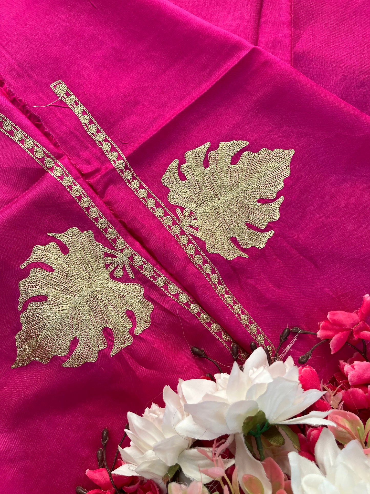 Hot Pink Silk Tilla Kashmiri Suit