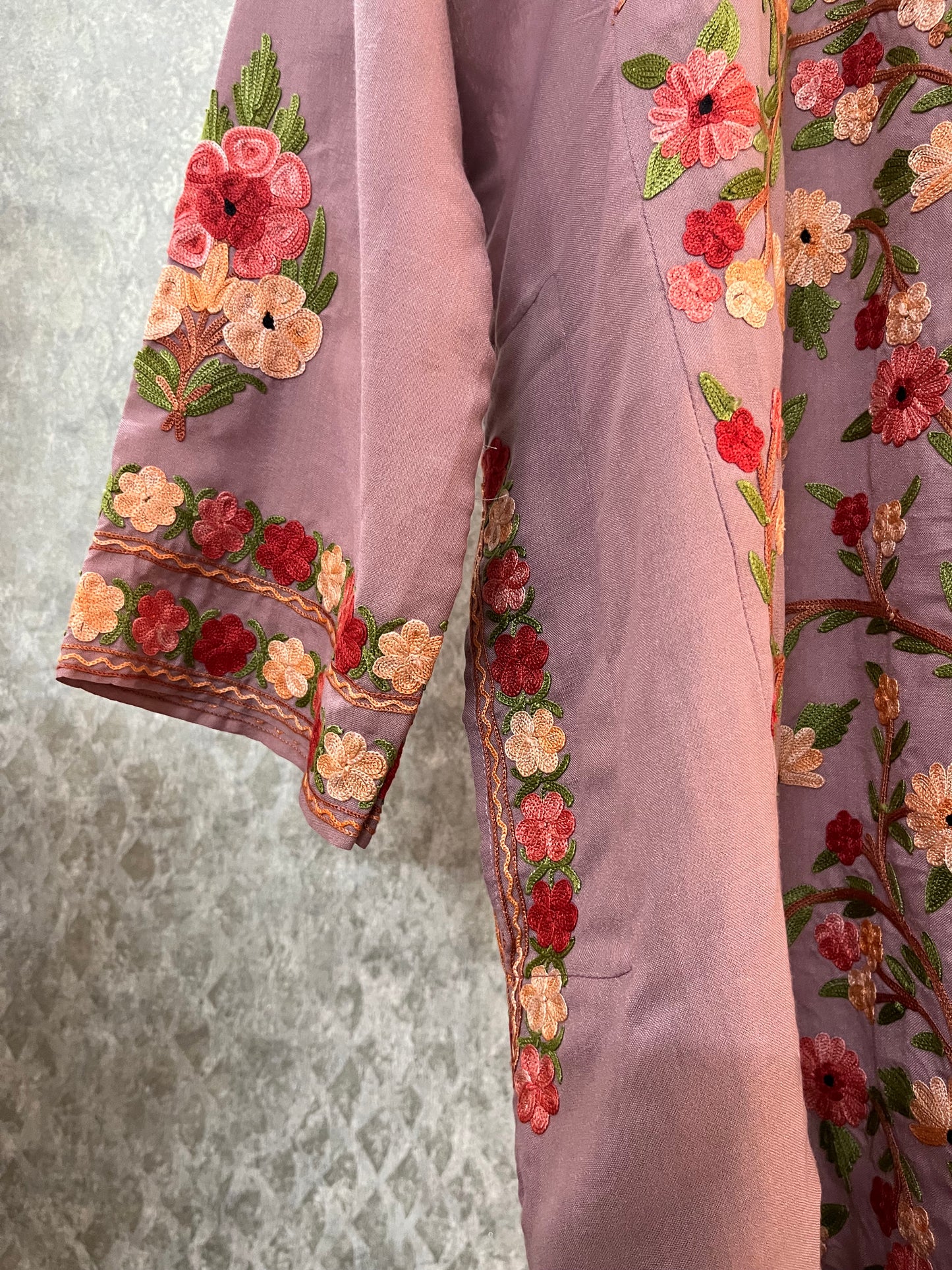 Rose Pink Cotton Aari Work Pheran