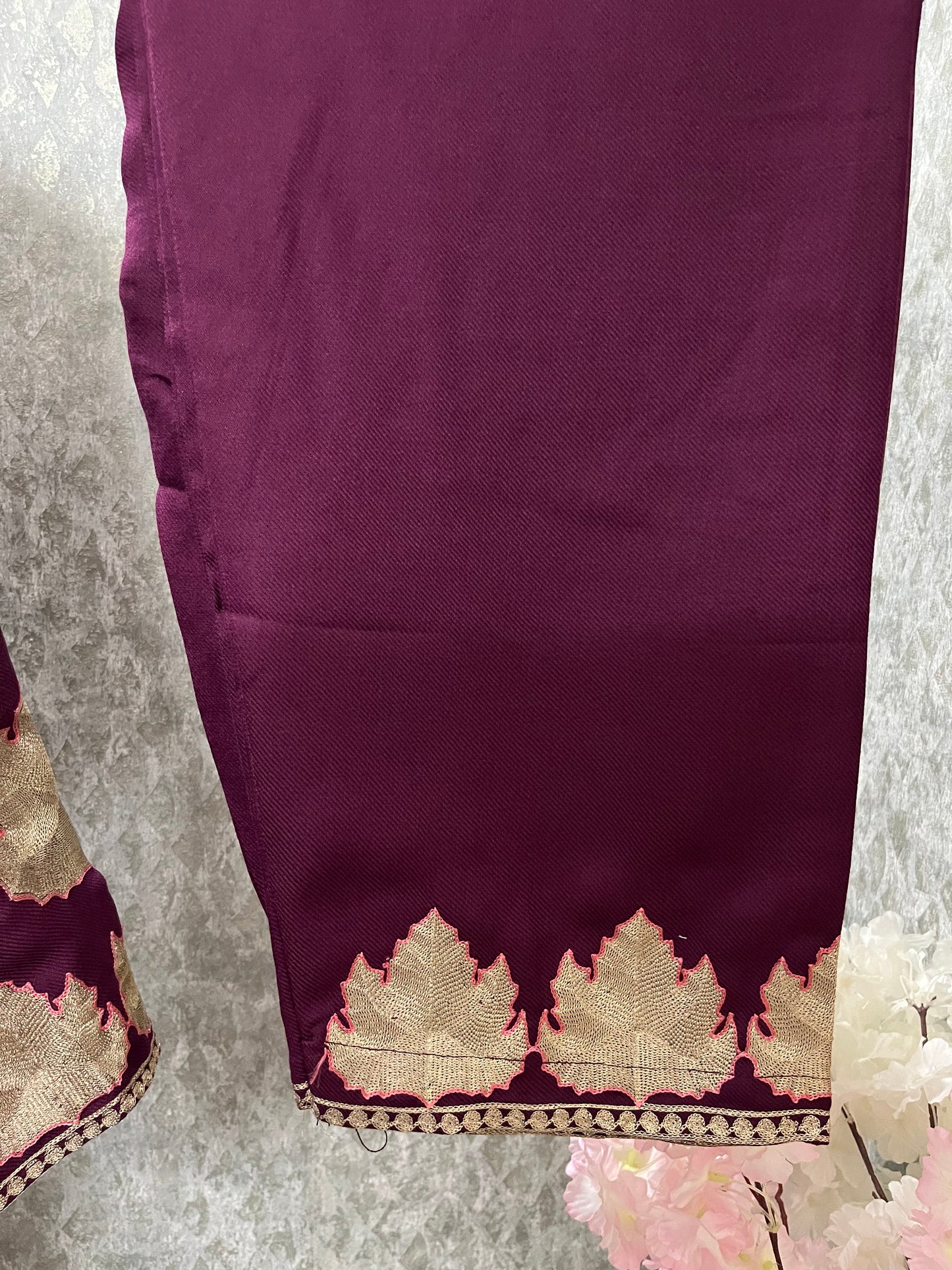 Wine Woollen Kashmiri Co-Ord Set ( Size 44)