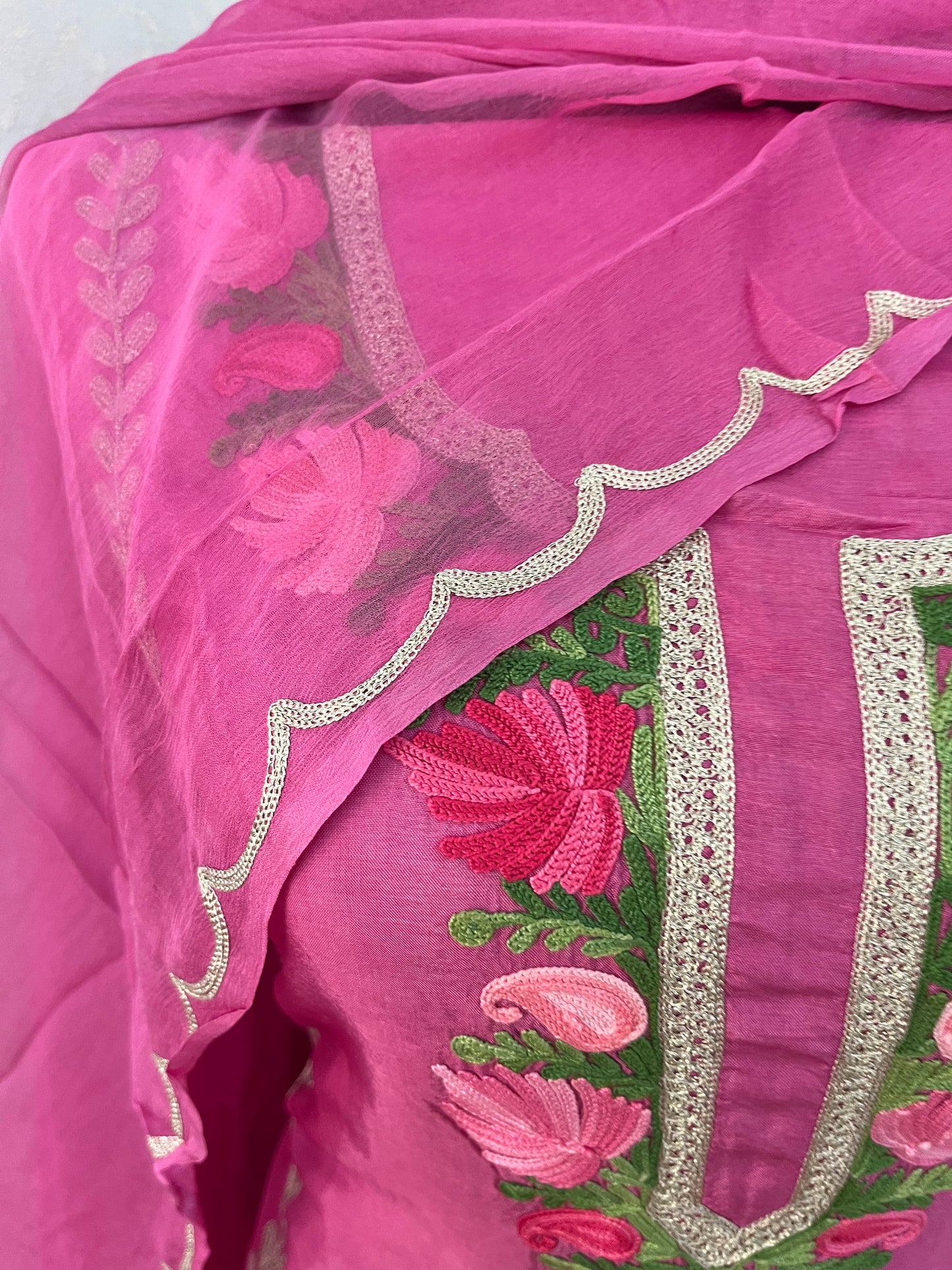 Sanam’ Mauve Silk Aari Embroidered Suit material