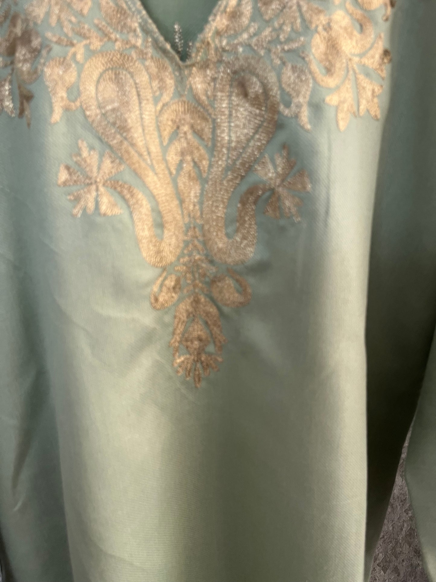 Light Green Woollen Kashmiri Co-Ord Set ( Size 48)