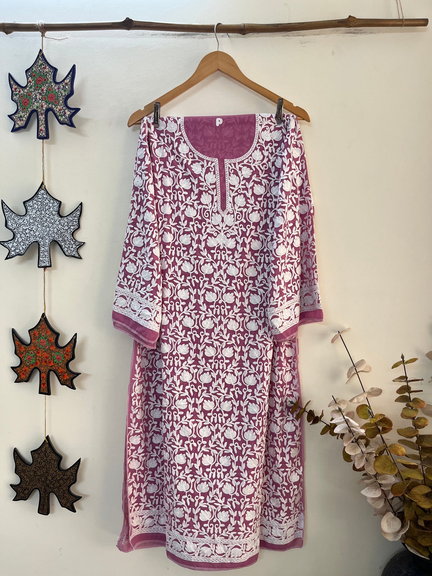 Georgette Front Back Jaal Kashmiri  Semi Stitched Kurta