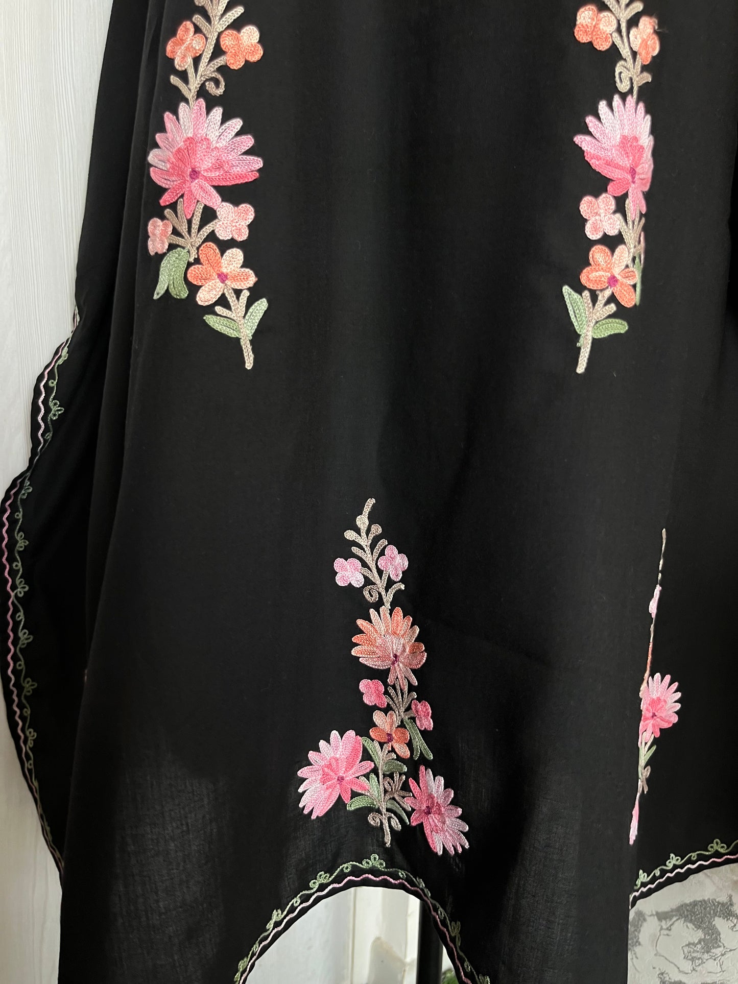 Black Cotton Aari embroidered Kaftan