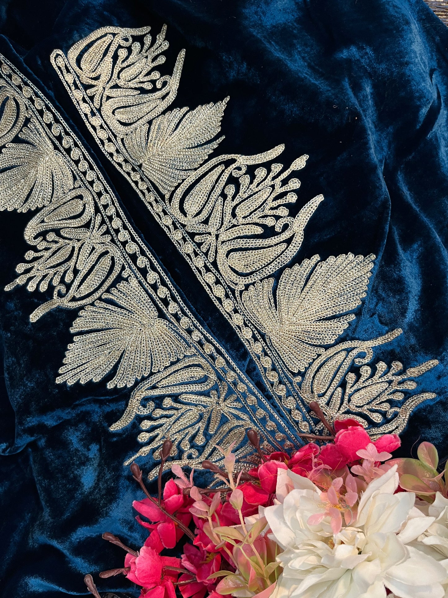 Electric Blue Tilla Makhmal 3pc Suit