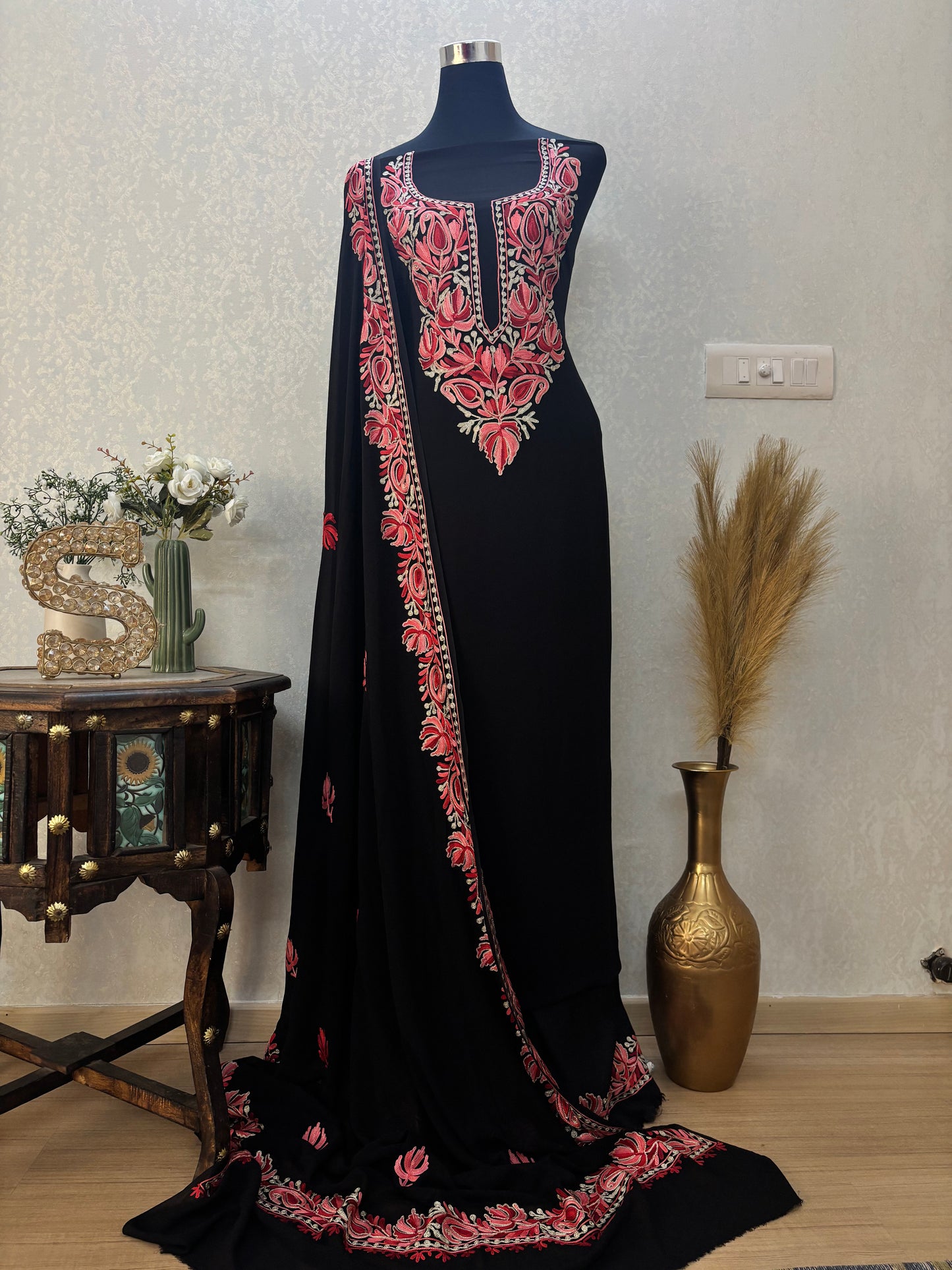Black Pure Georgette Kashmiri Suit