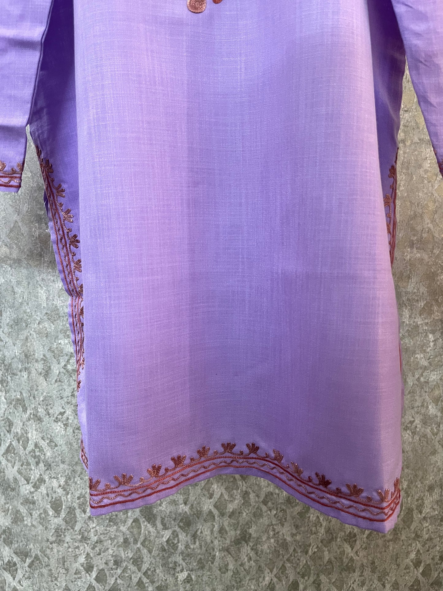 Lavender Cotton Aari Work Kurti