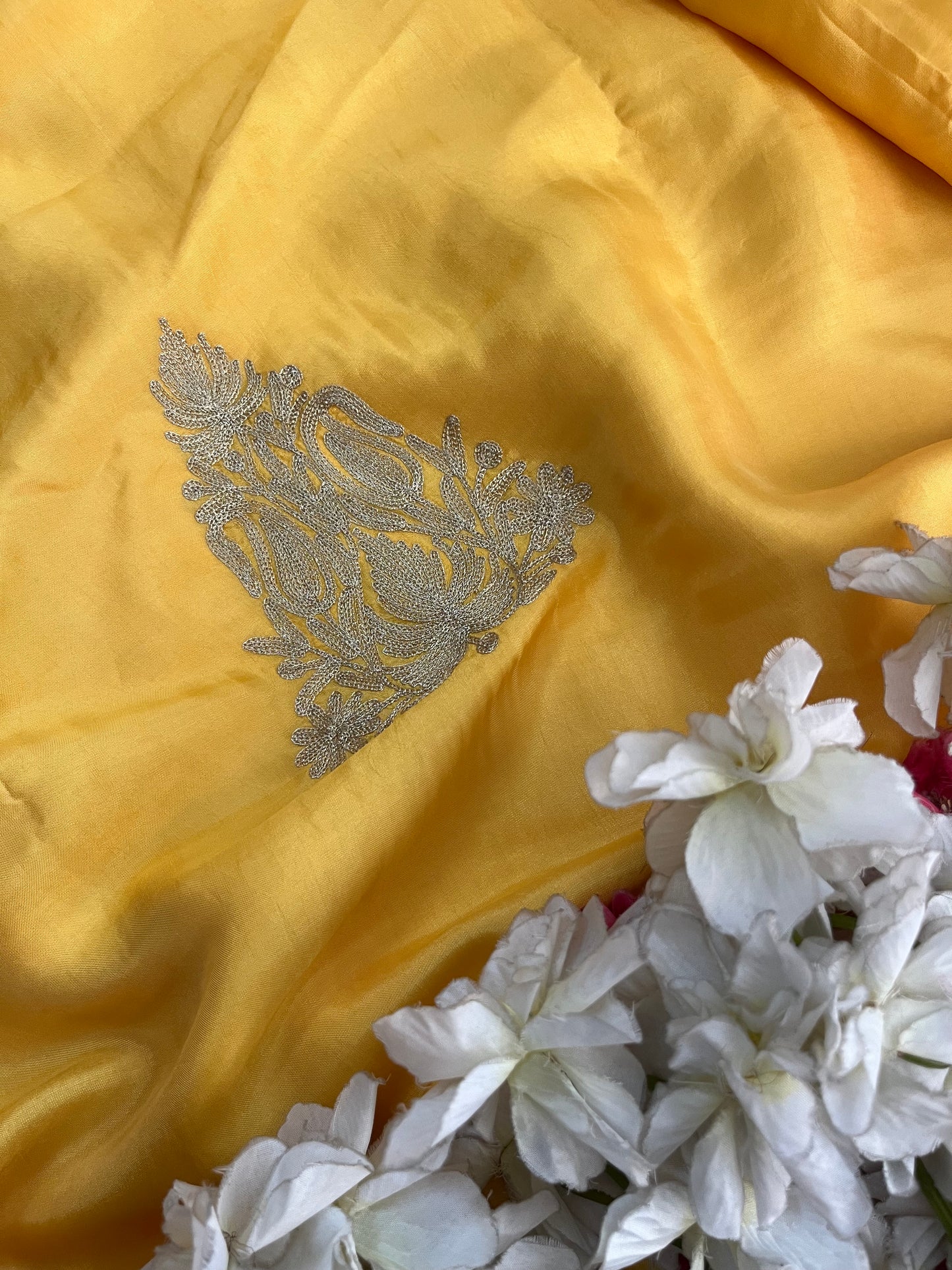 Gold Sanam Silk Kashmiri Suit